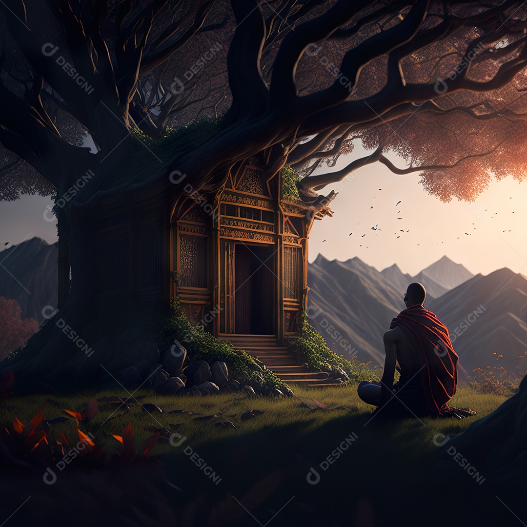 Silhueta de pessoa meditando