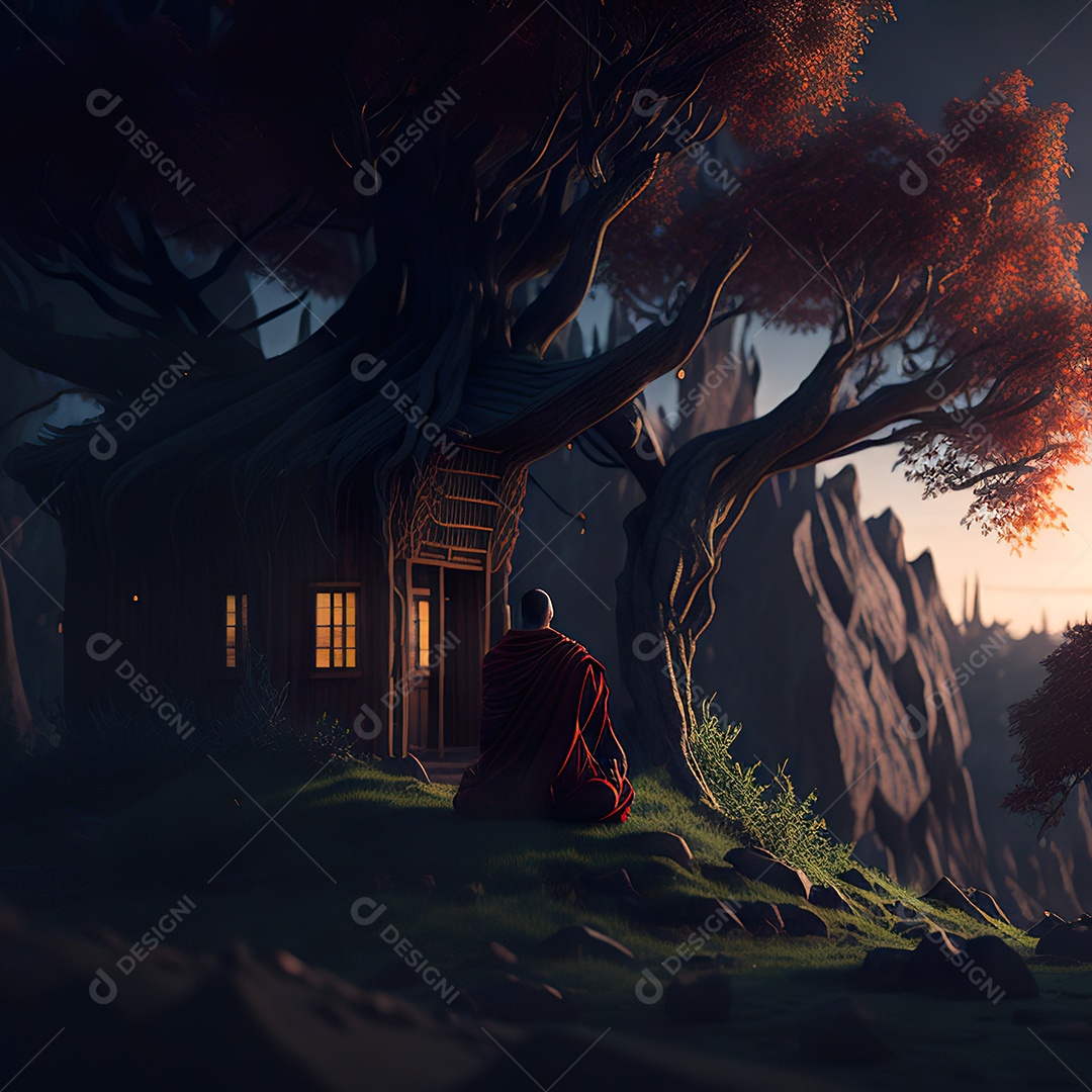 Silhueta de pessoa meditando