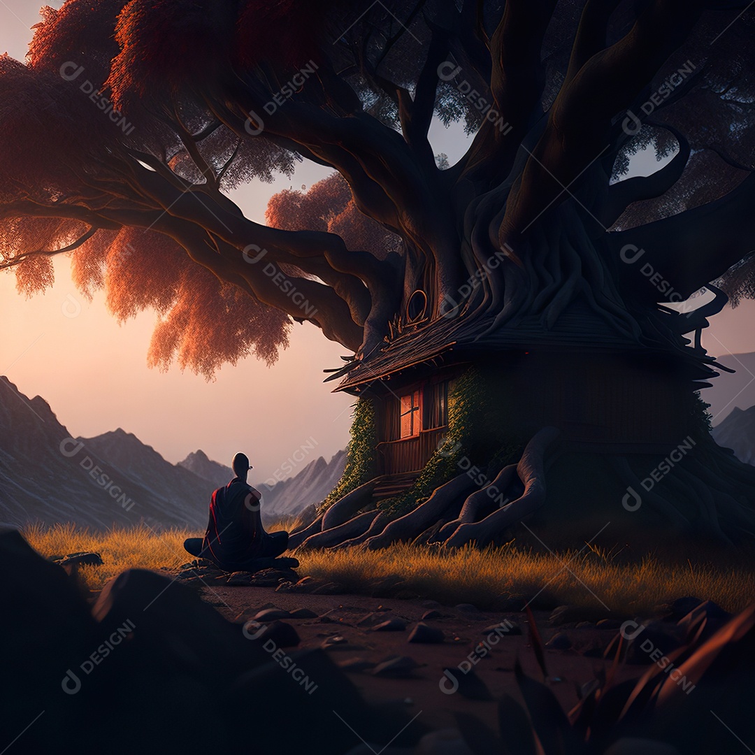 Silhueta de pessoa meditando