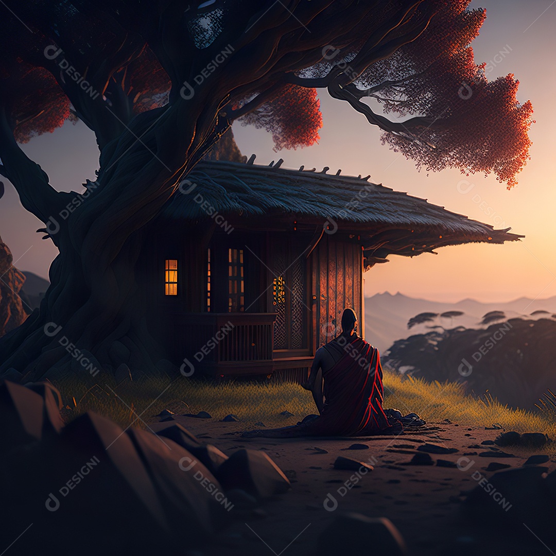 Imagem realista pessoa meditando