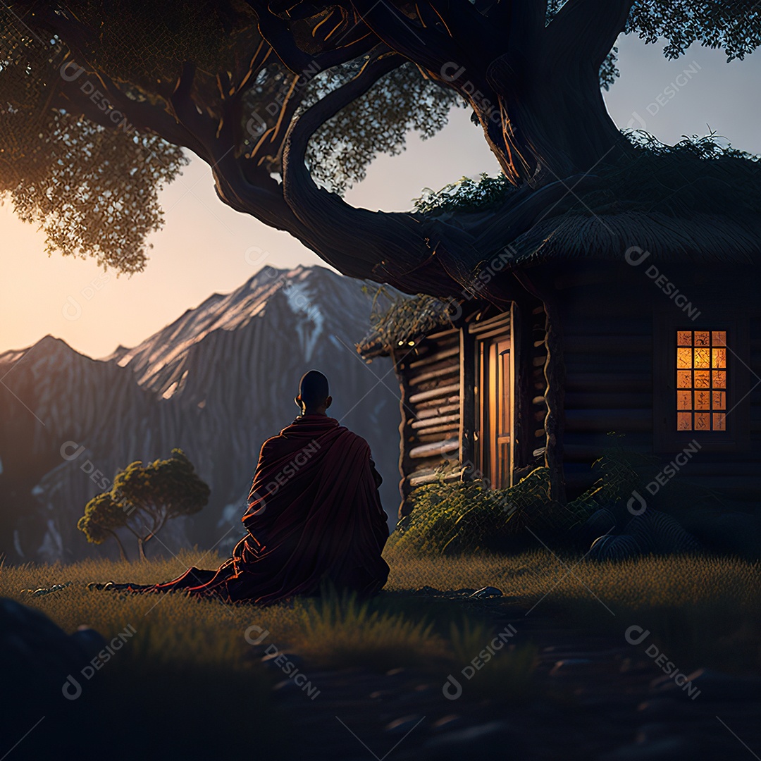 Silhueta de pessoa meditando