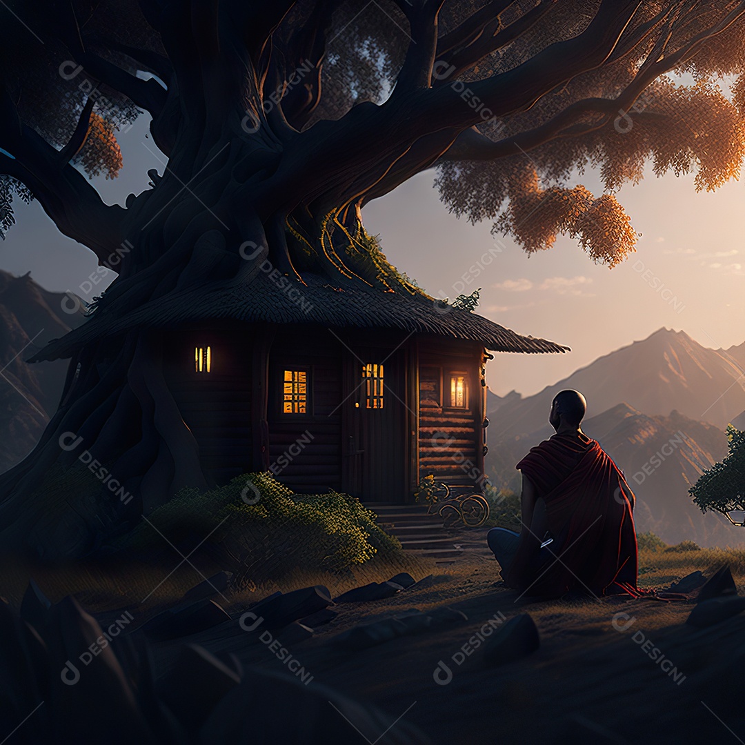 Silhueta de pessoa meditando