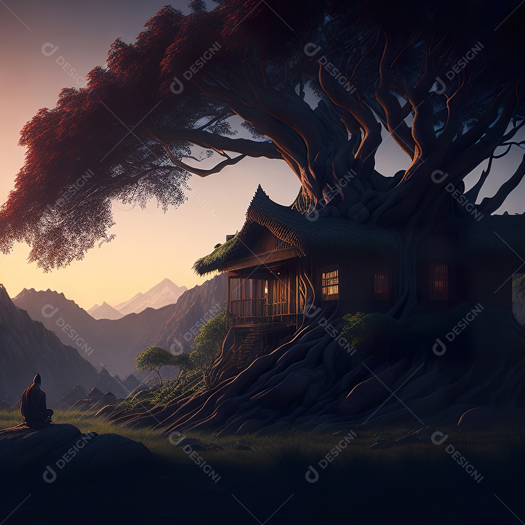 Imagem realista pessoa meditando