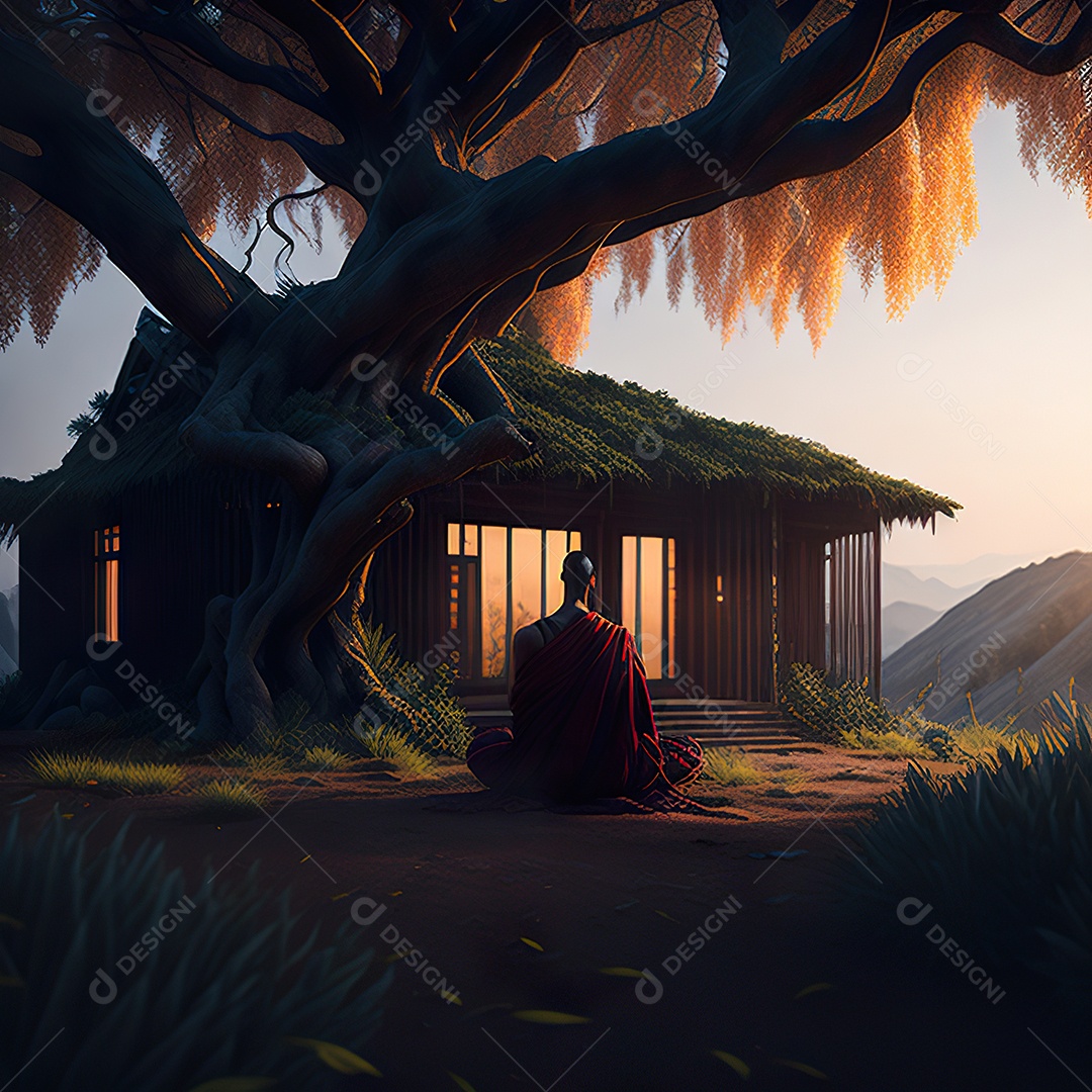 Imagem realista pessoa meditando