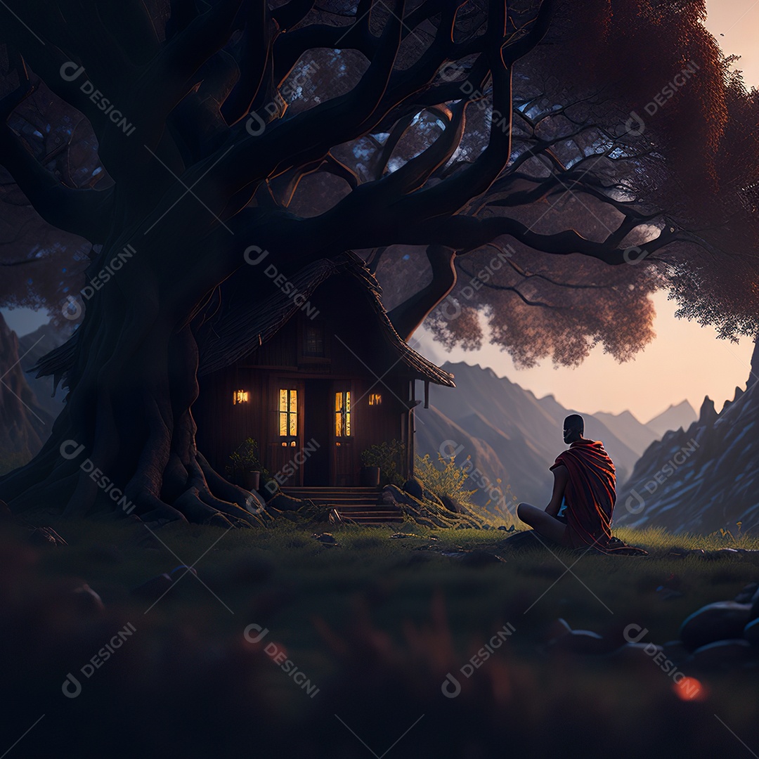 Imagem realista pessoa meditando