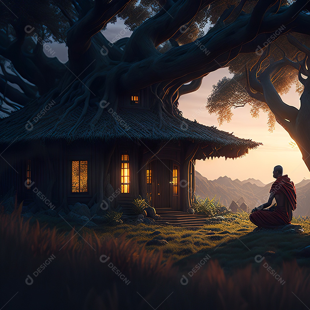 Imagem realista pessoa meditando