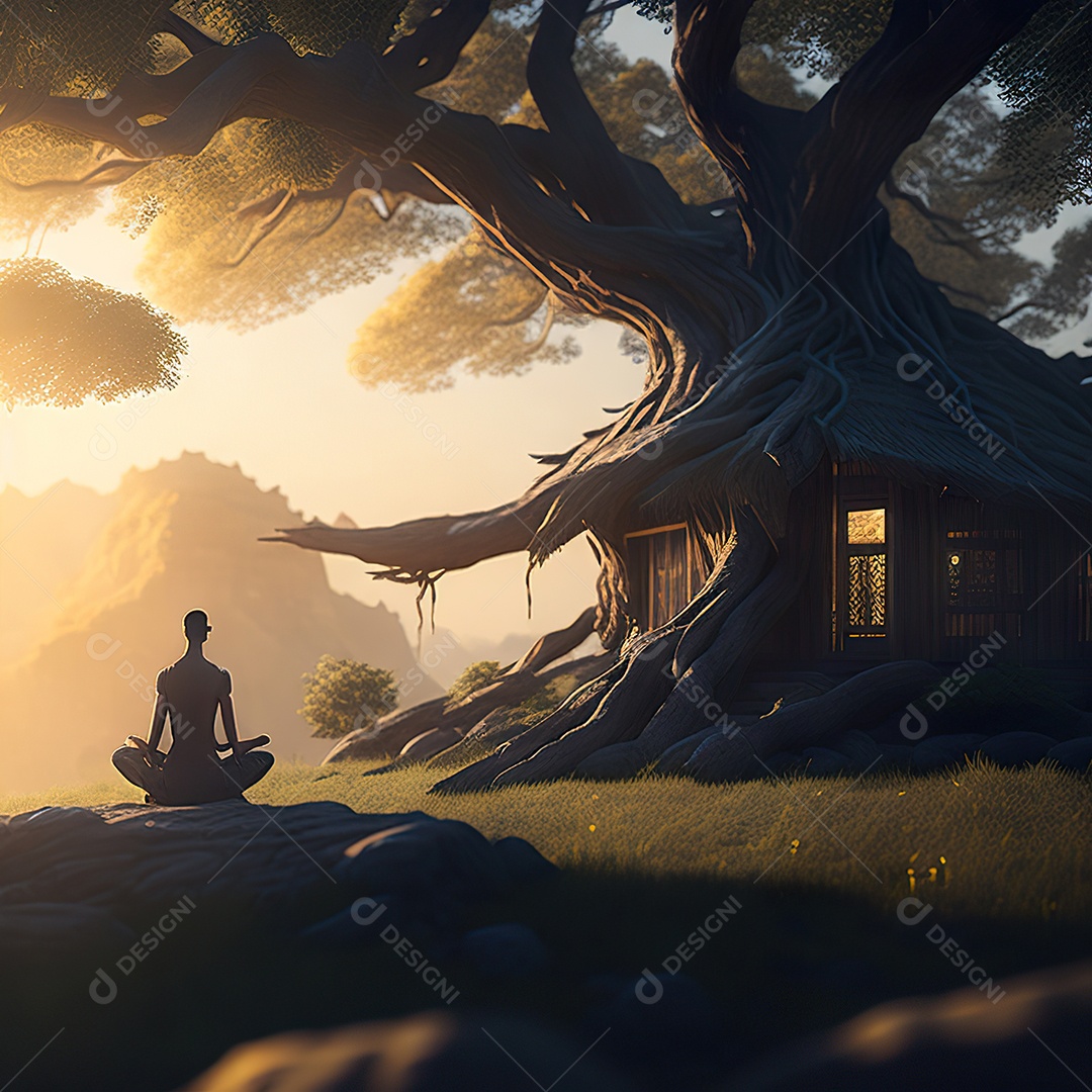 Silhueta de pessoa meditando