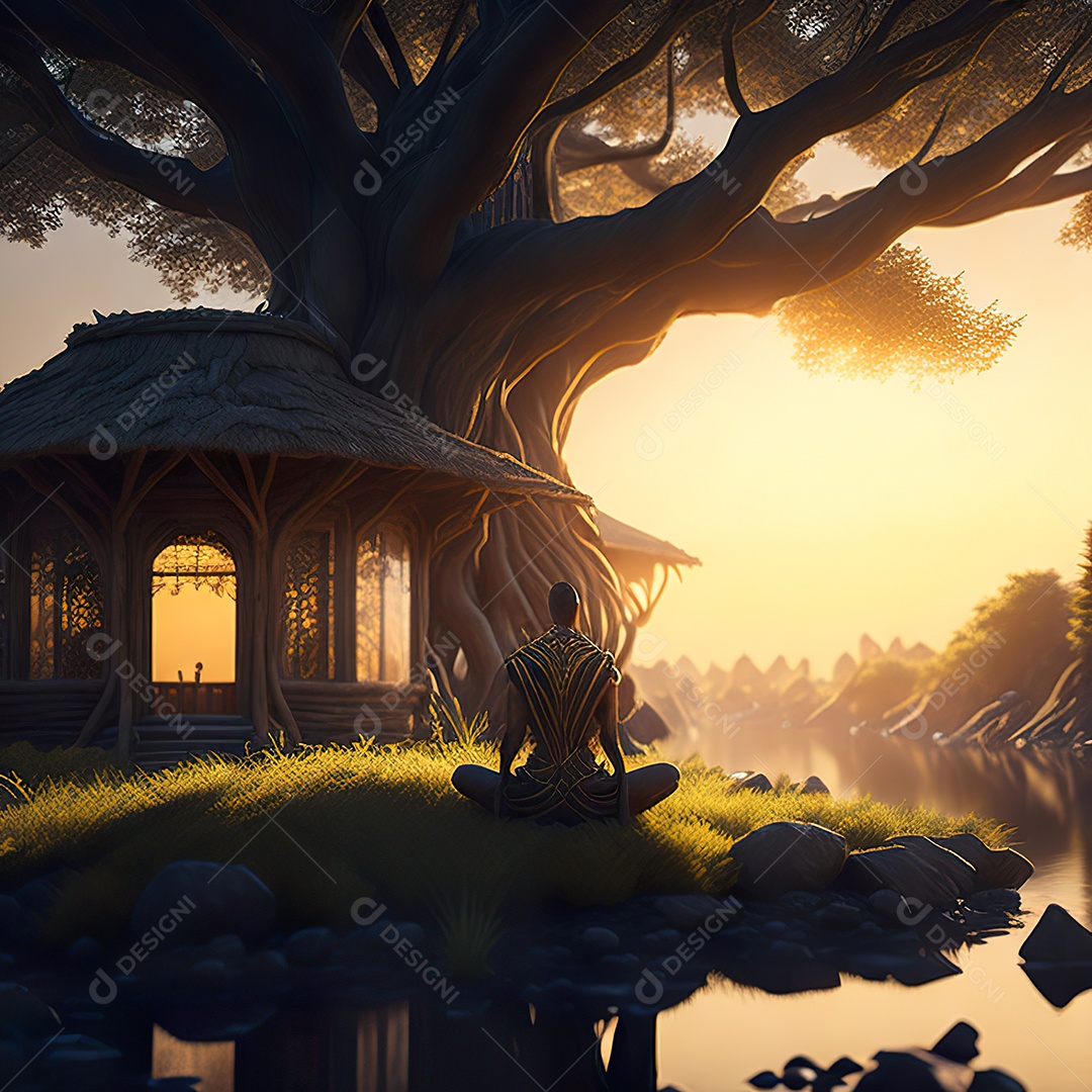 Imagem realista pessoa meditando