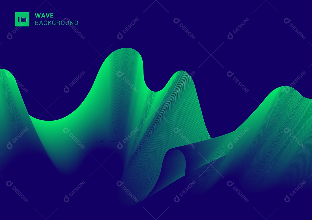 Background Azul Onda Verde Abstrata Vetor EPS