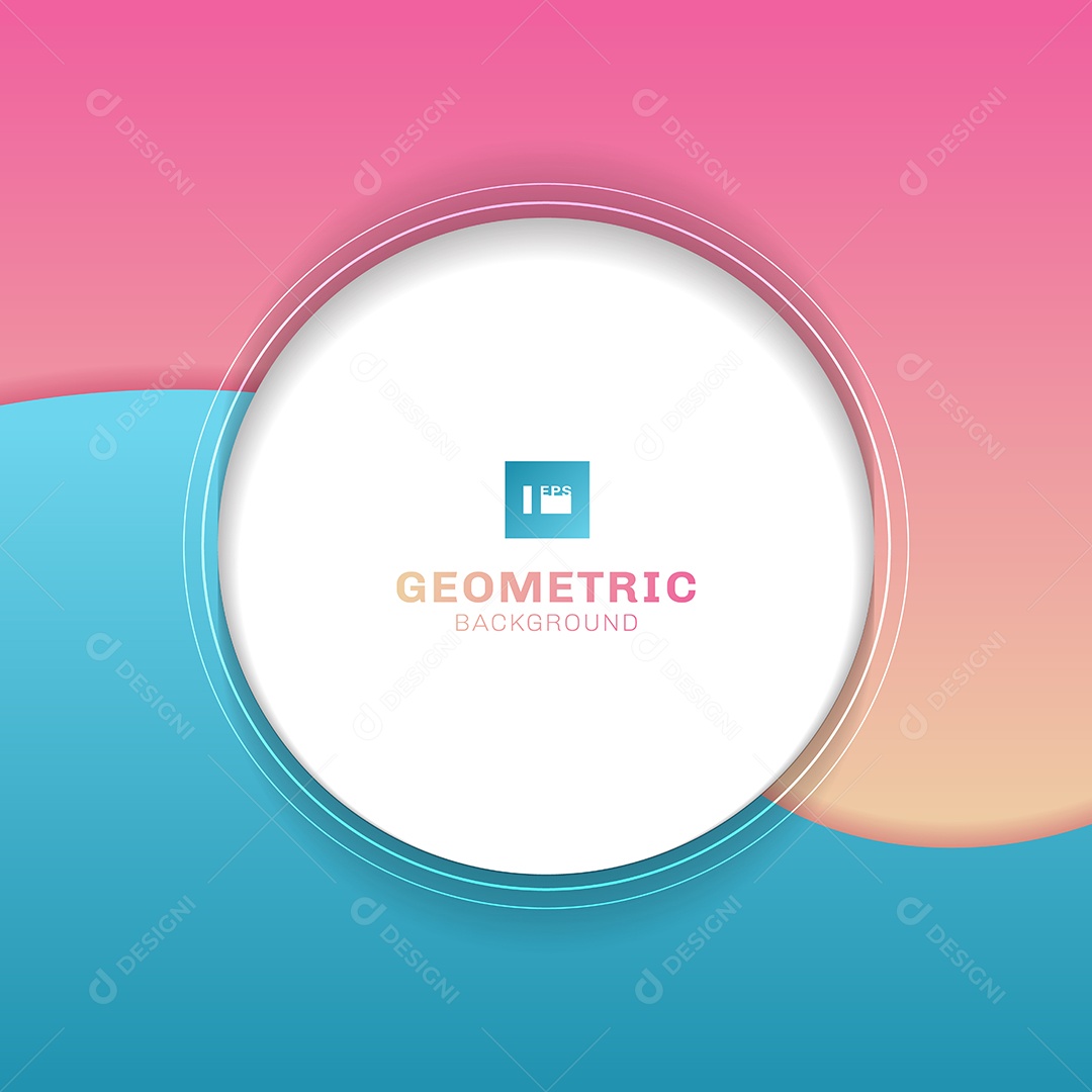 Background Circulo Branco Com Onda Azul Vetor EPS