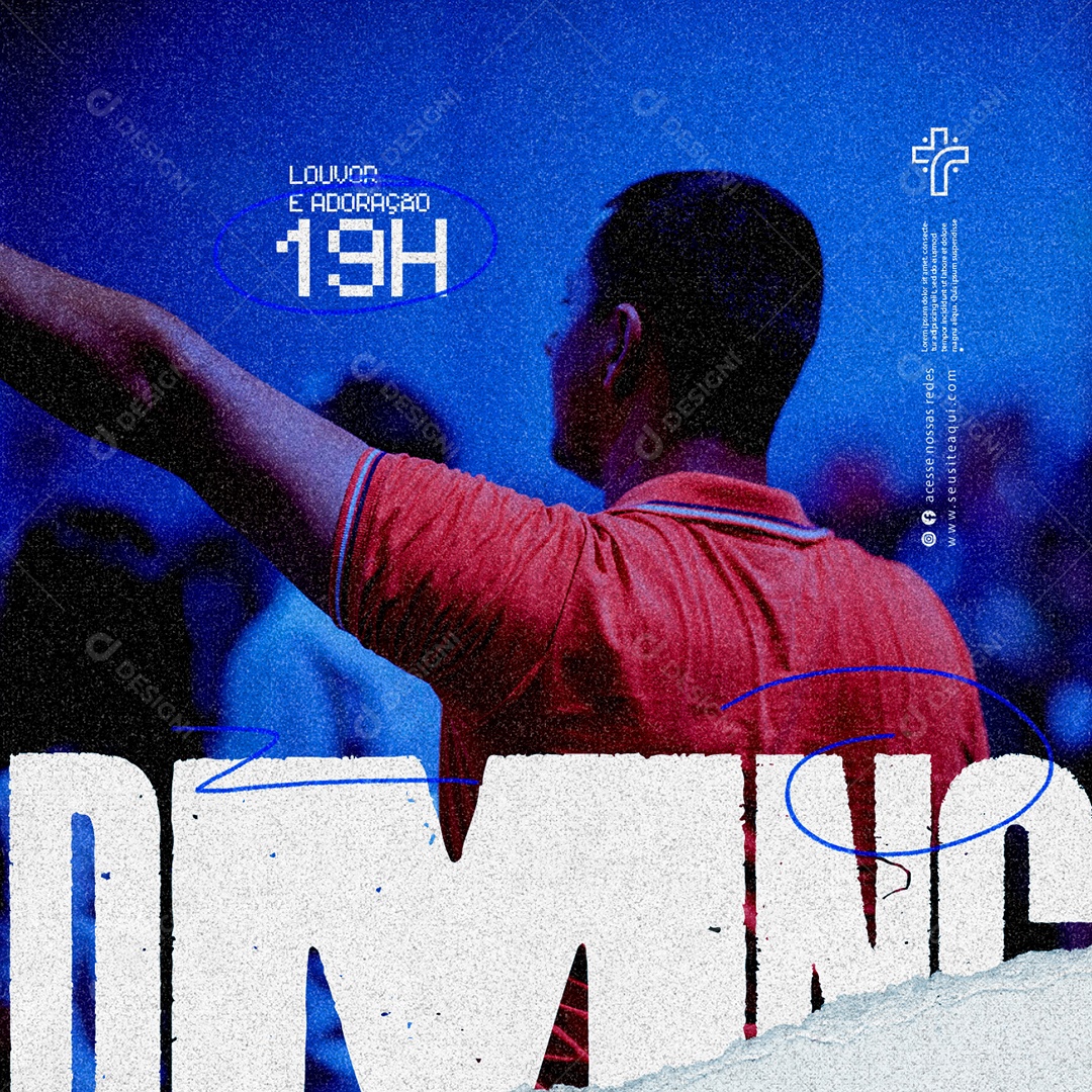 Louvor E Adoração 19H DMNG Gospel Social Media PSD Editável