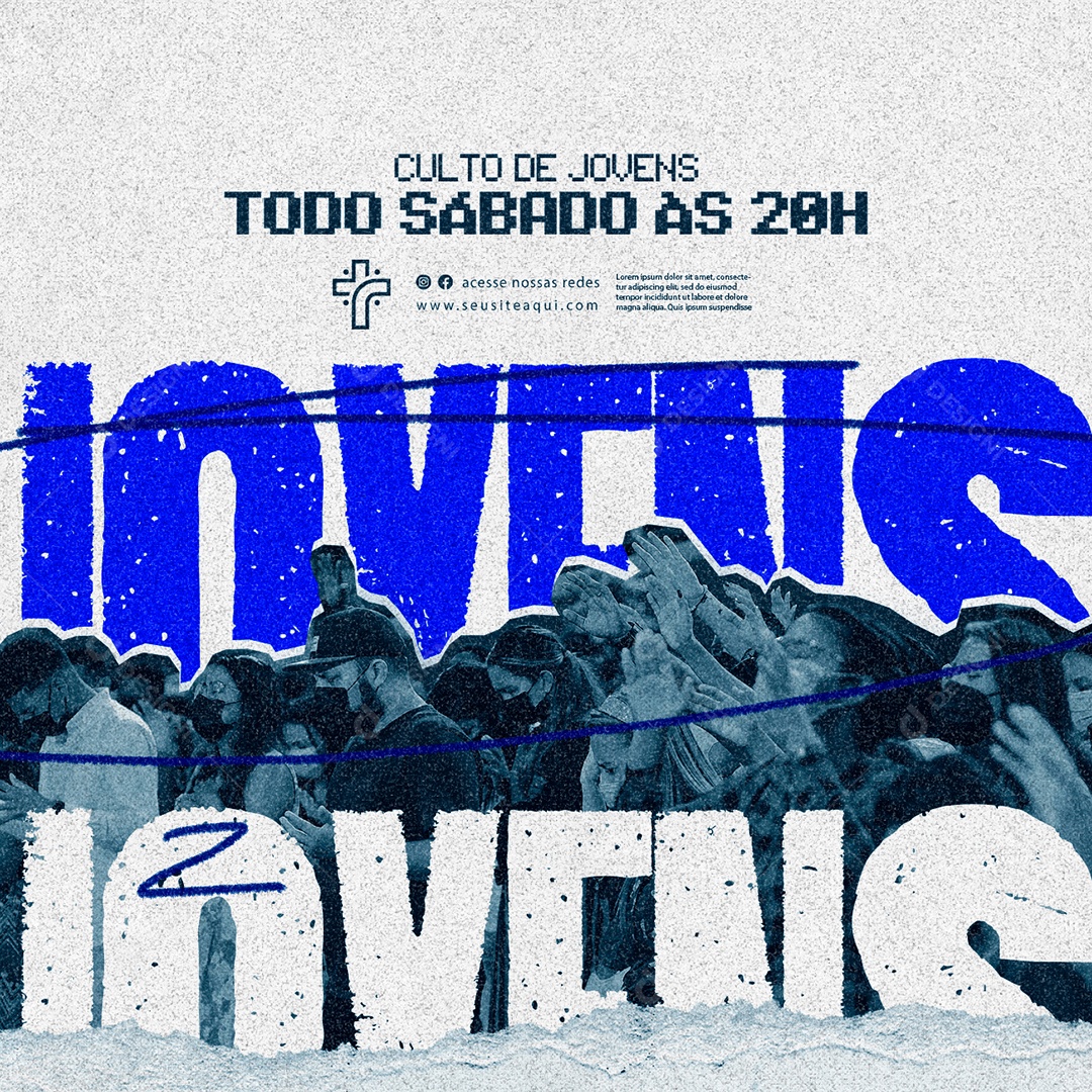 Culto De Jovens Todo Sábado Às 20H Gospel Social Media PSD Editável