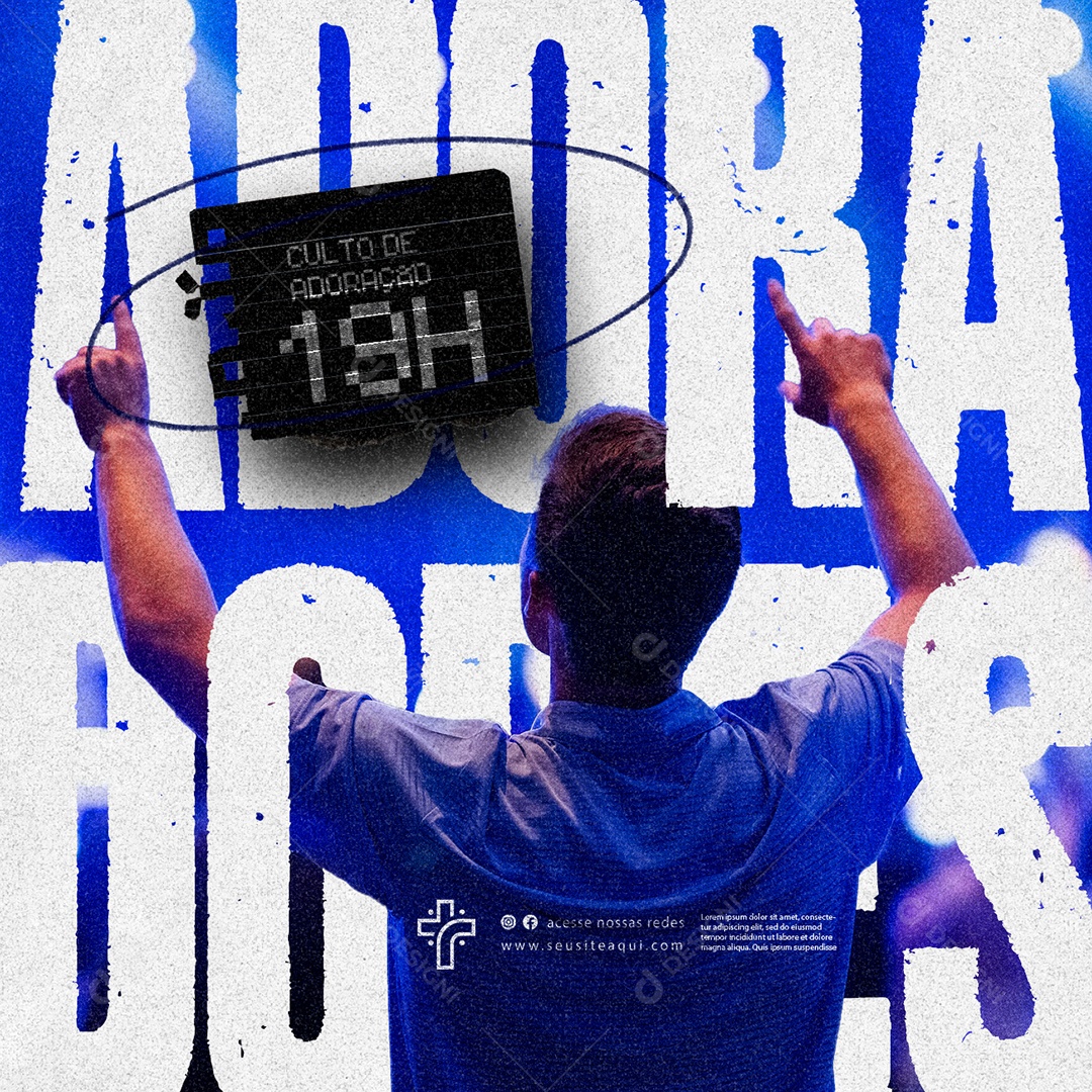 Culto De Adoração 19H Igreja Gospel Social Media PSD Editável