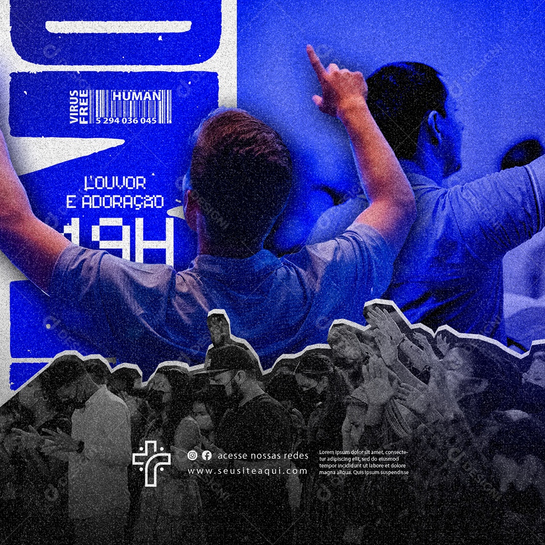 Louvor E Adoração Gospel Igreja Social Media PSD Editável