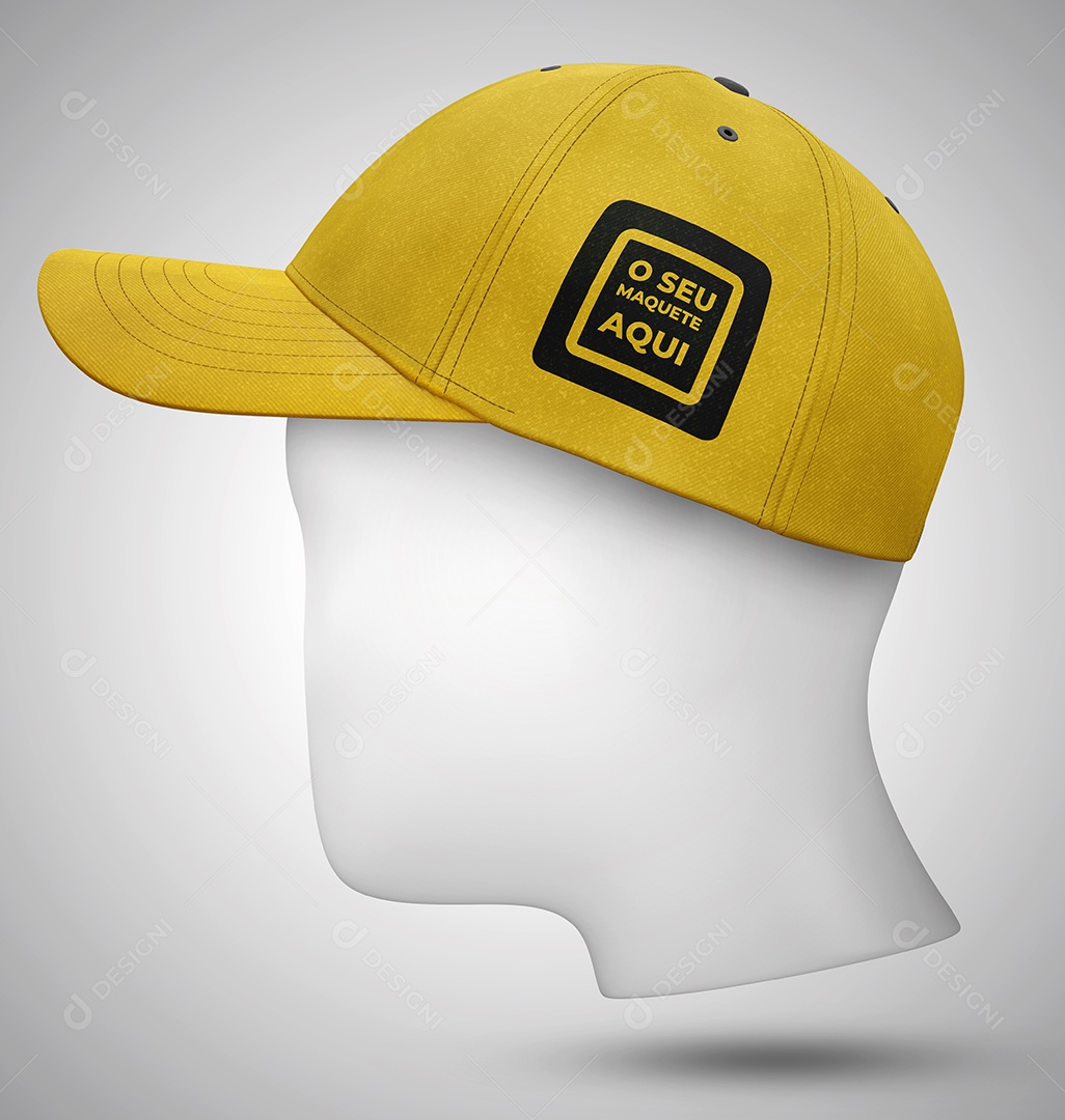 Mockup De Boné Amarelo Lateral PSD Editável