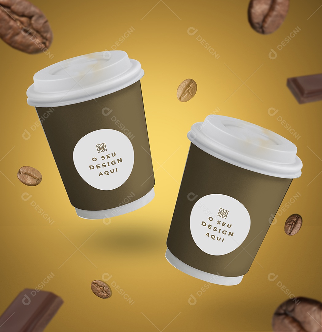 Copos De Café Mockup PSD Editável