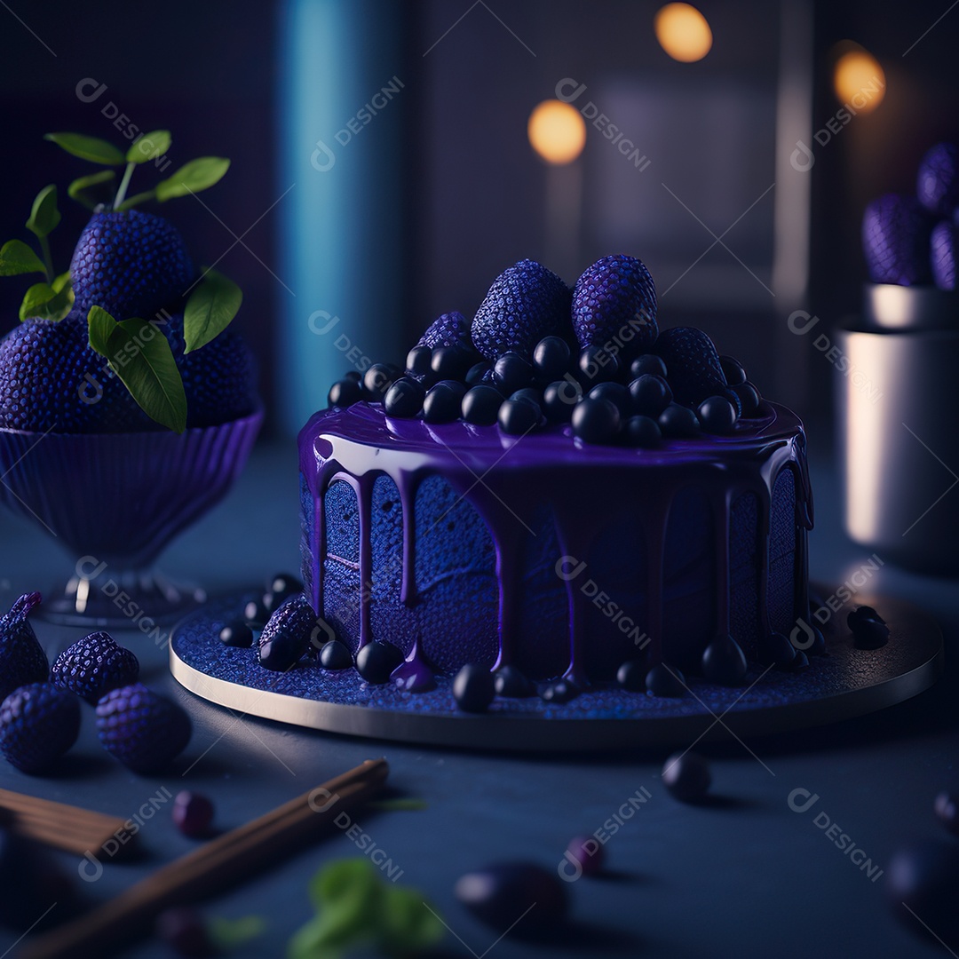 Imagem realista de fatia de bolo sobre um prato