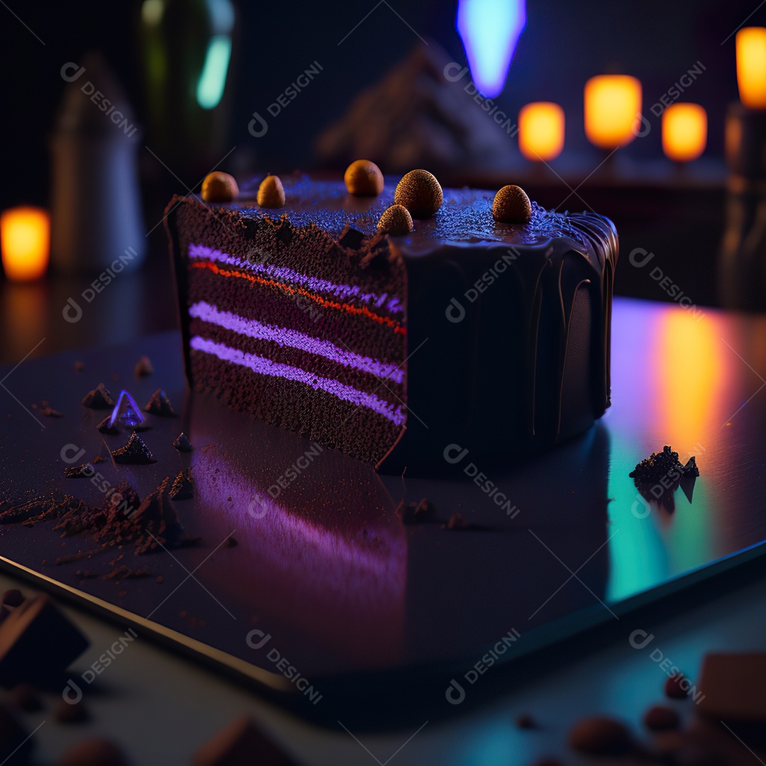 Imagem realista de fatia de bolo sobre um prato