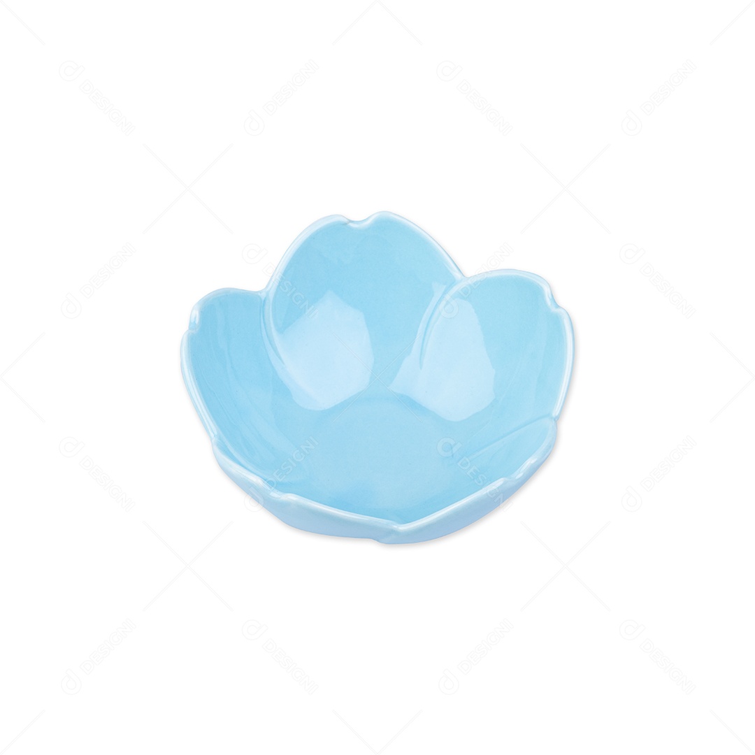 Tigela azul em forma de flor de cerâmica