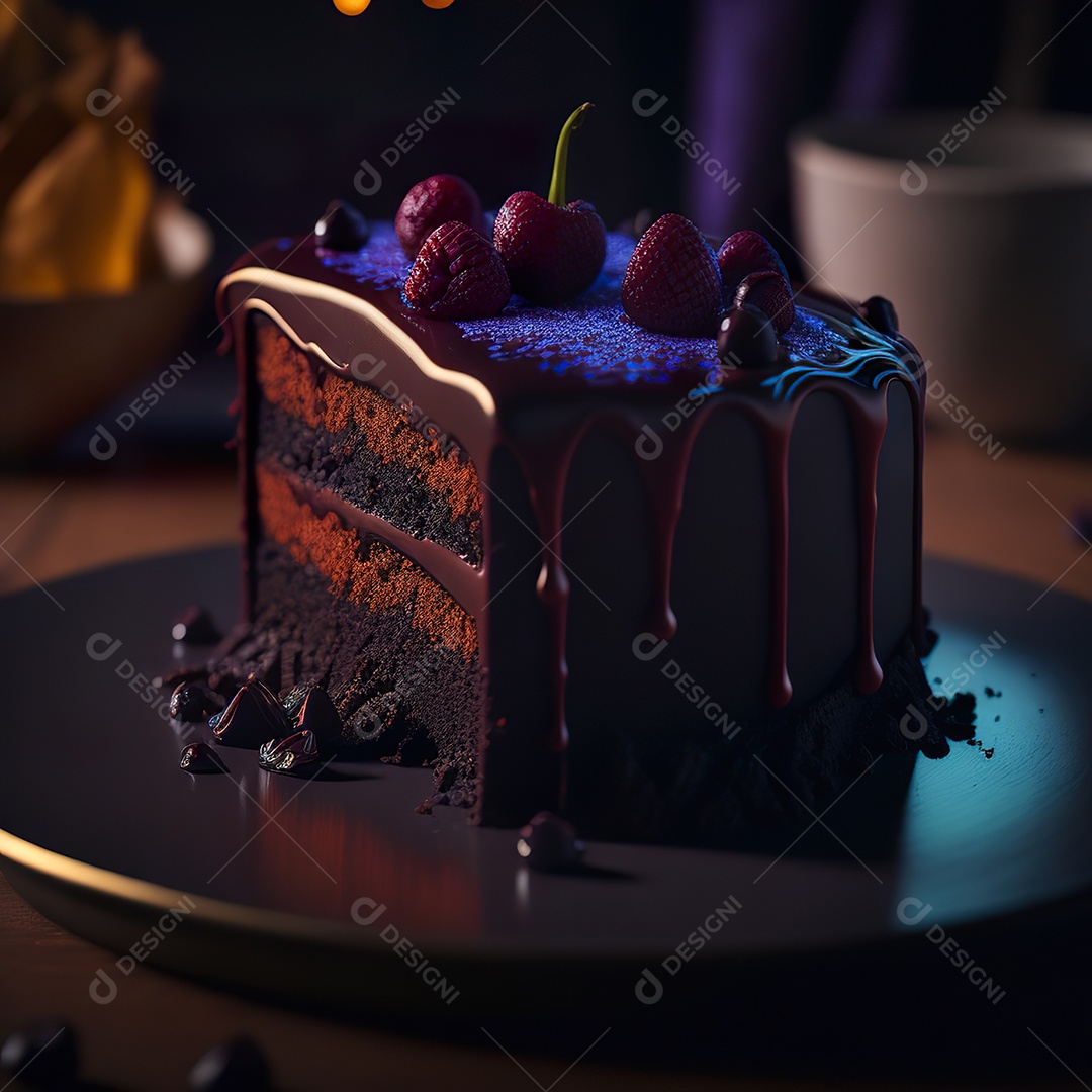 Bolo de chocolate sobre uma mesa