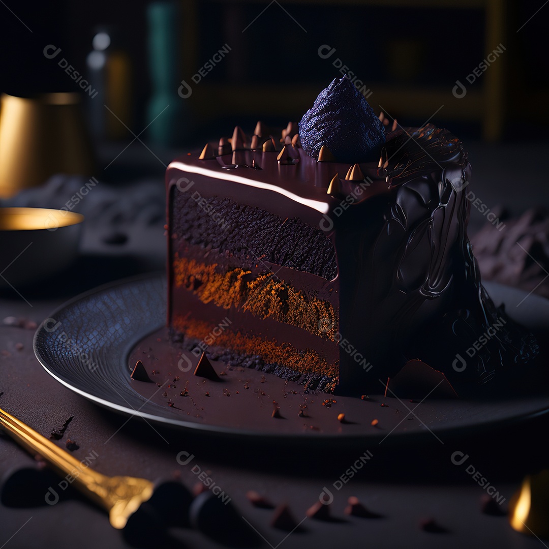 Bolo de chocolate sobre uma mesa