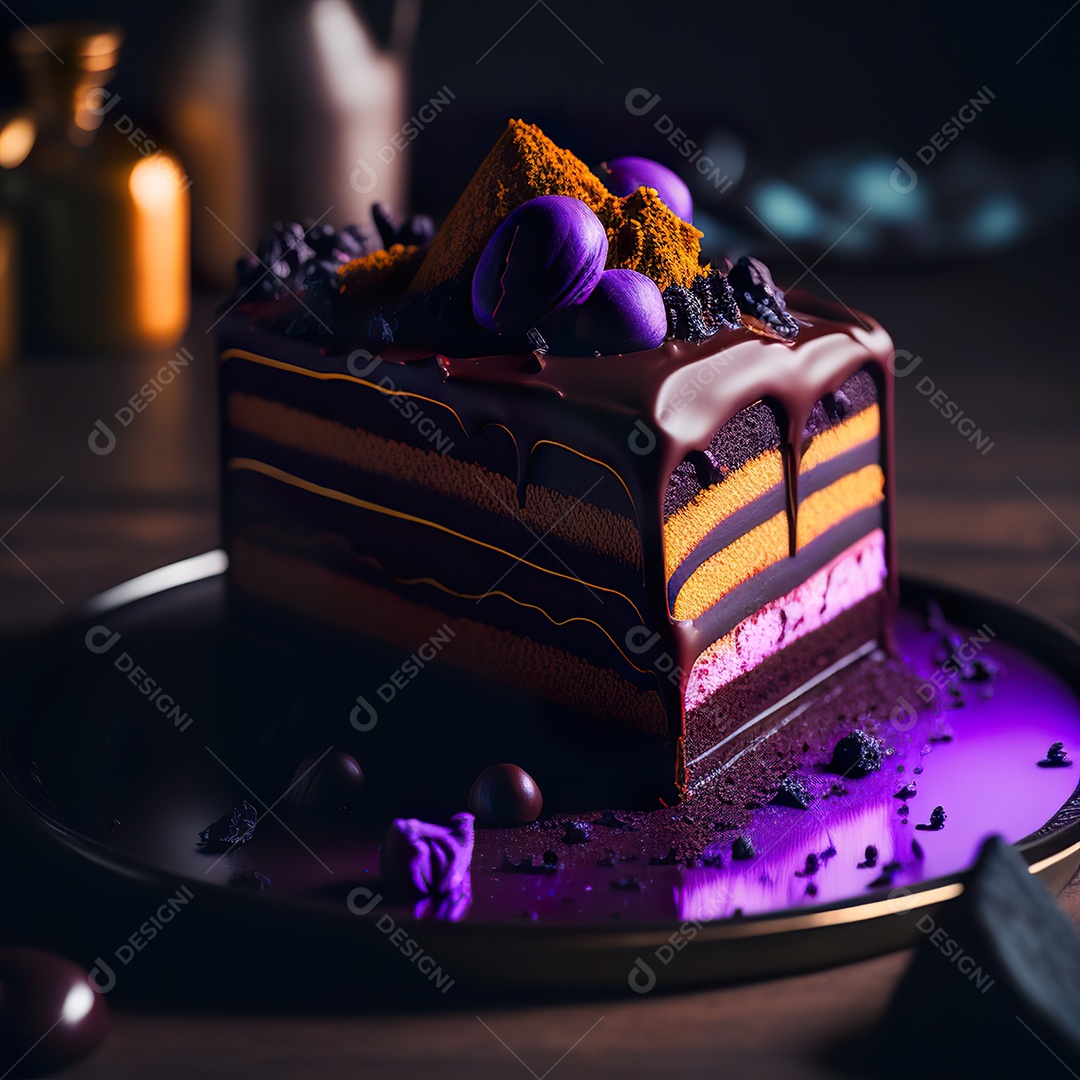 Bolo de chocolate sobre uma mesa
