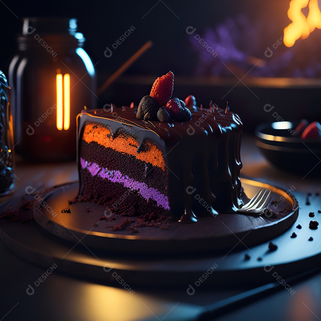 Bolo de chocolate sobre uma mesa