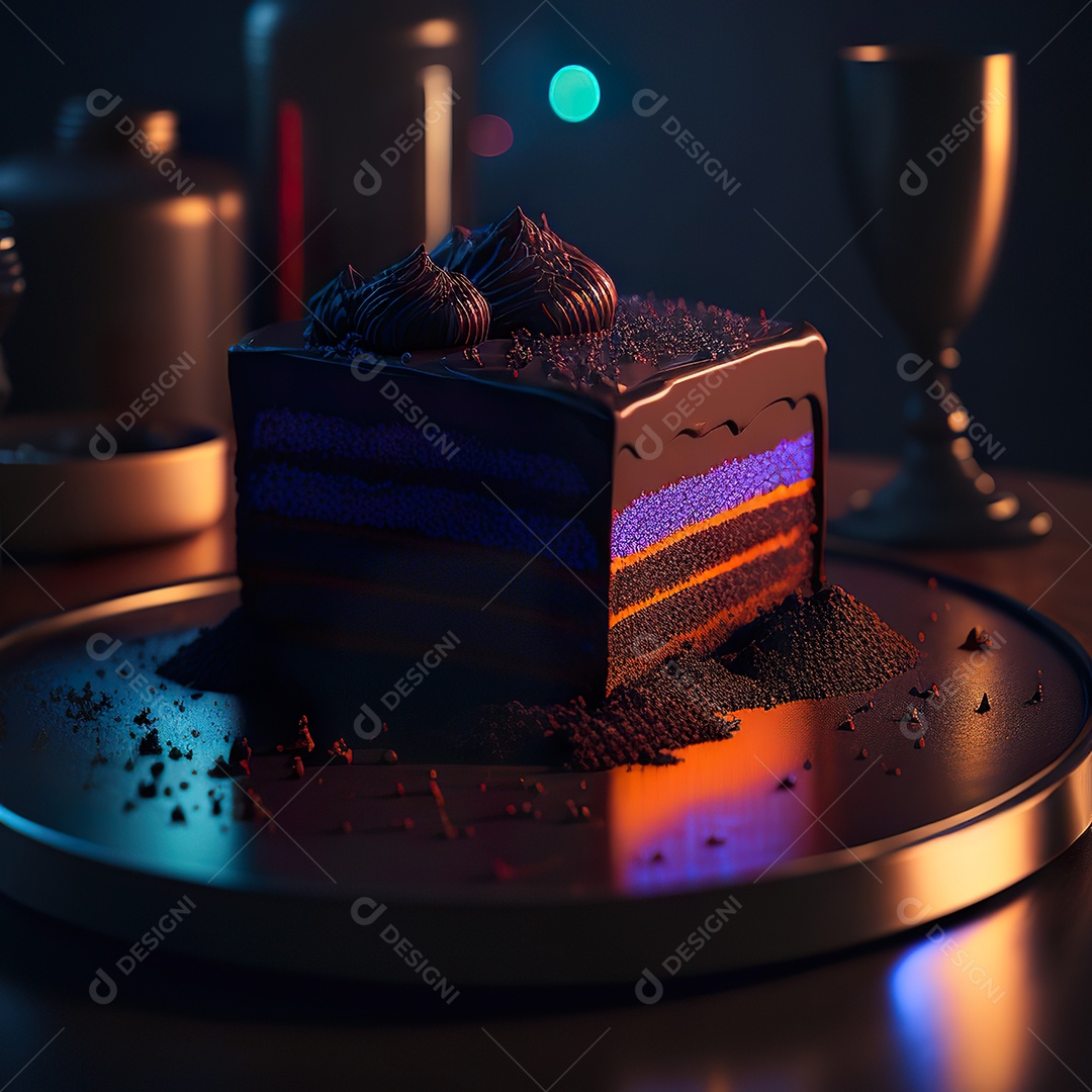 Bolo de chocolate sobre uma mesa