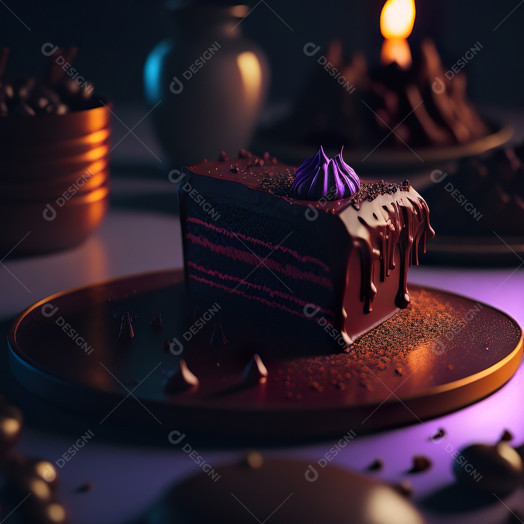 Bolo de chocolate sobre uma mesa