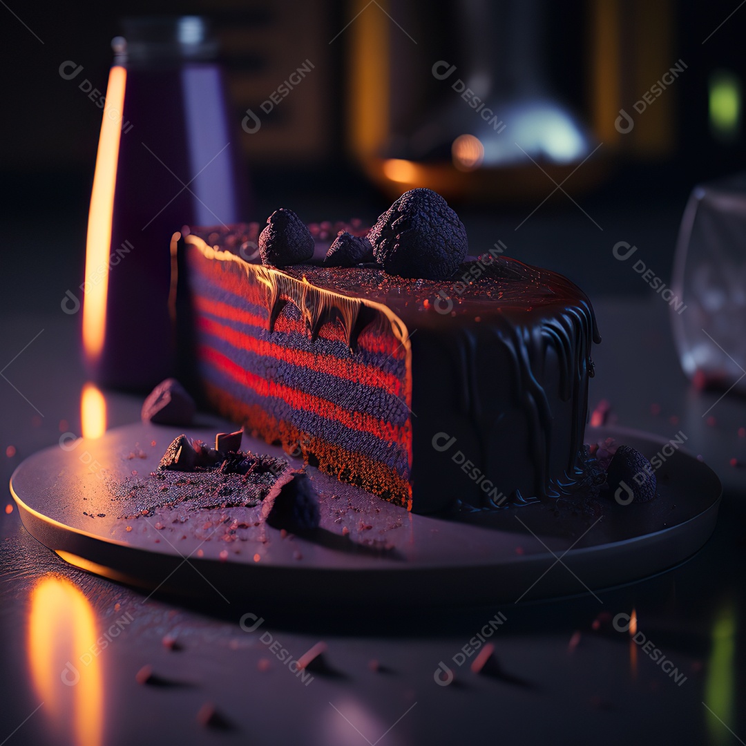 Bolo de chocolate sobre uma mesa