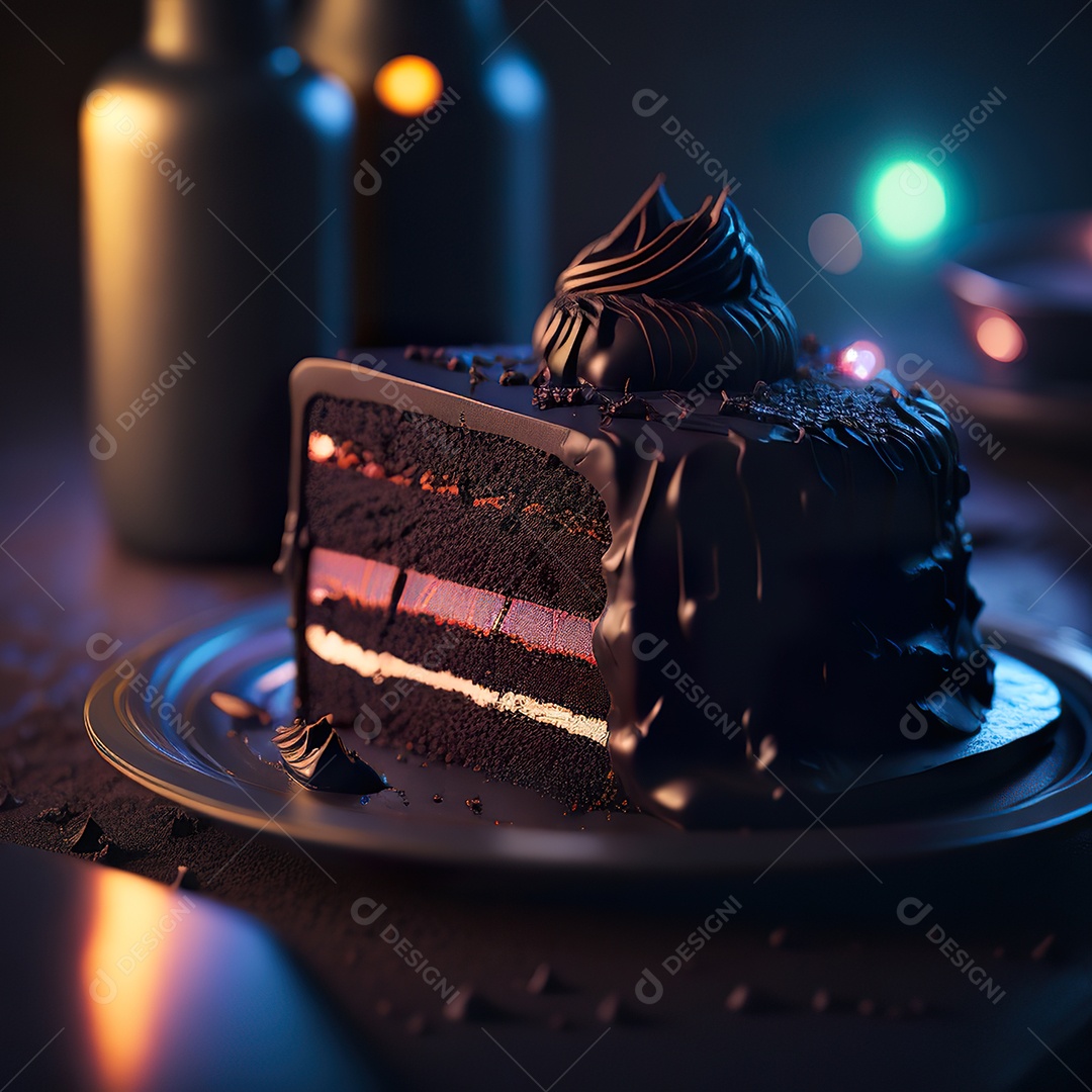 Bolo de chocolate sobre uma mesa