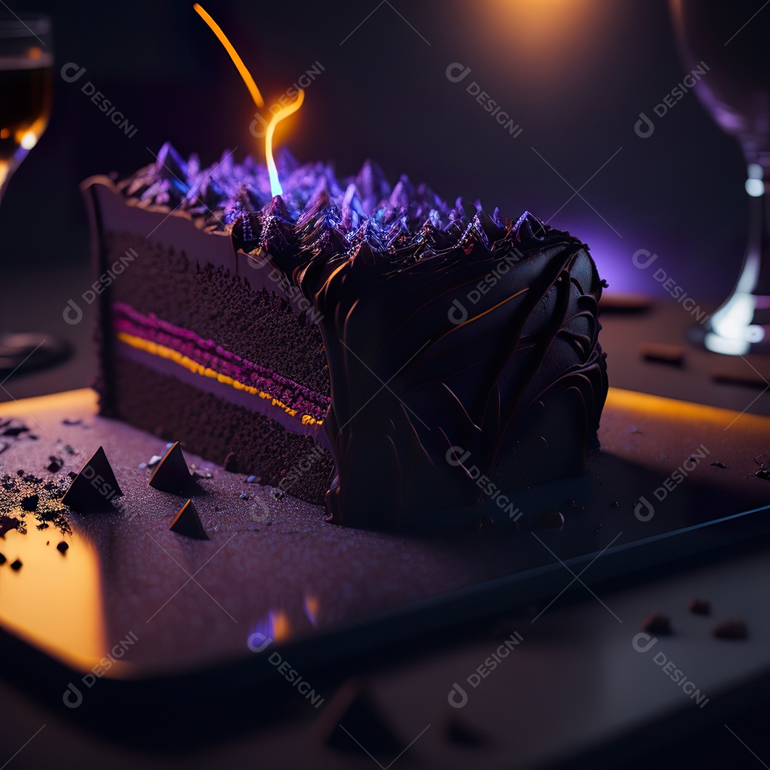 Bolo de chocolate sobre uma mesa