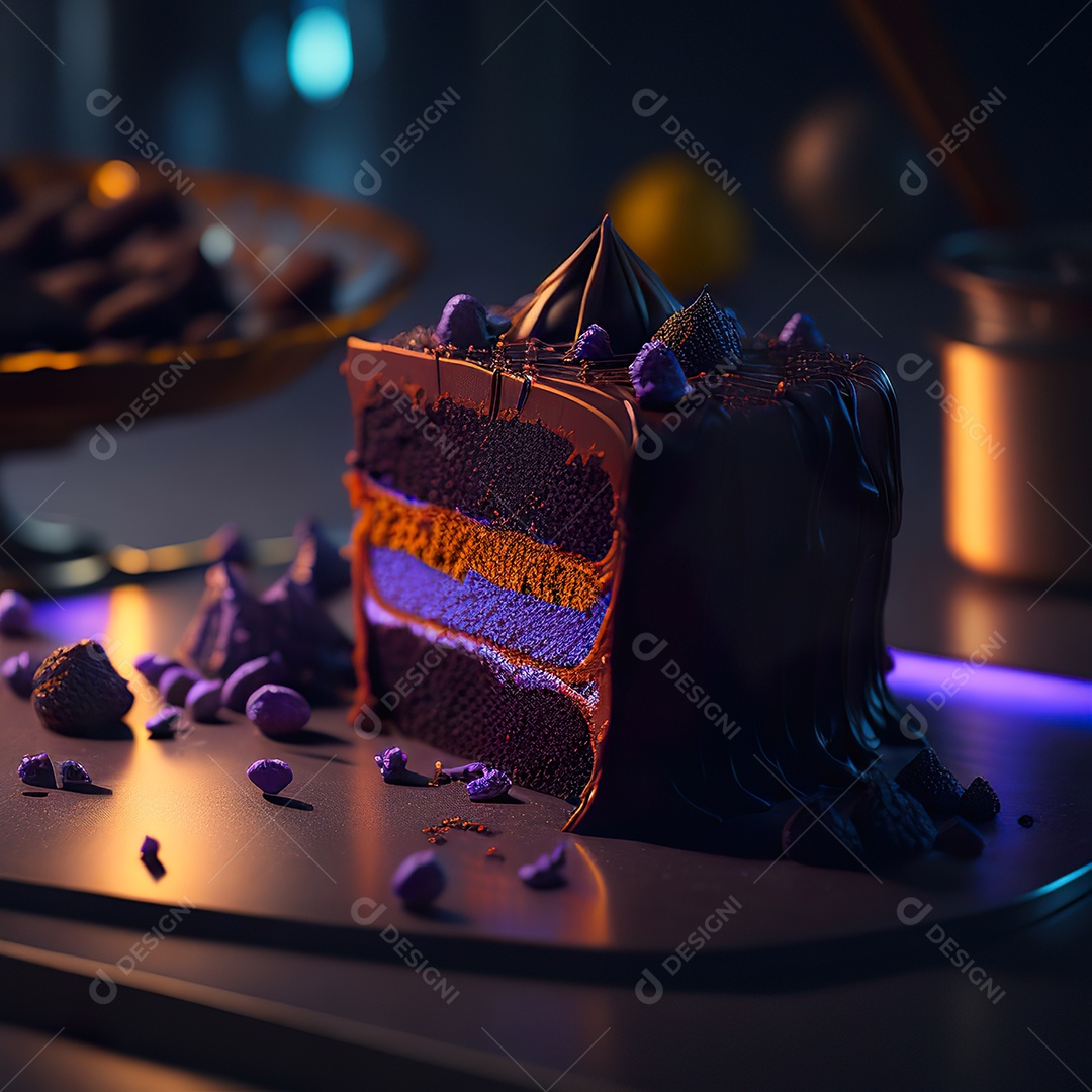 Bolo de chocolate sobre uma mesa