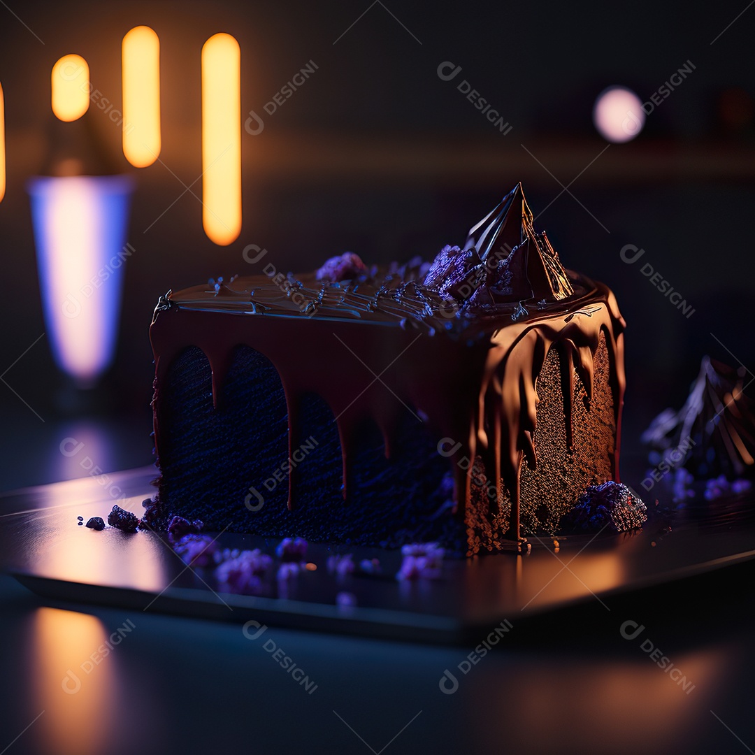 Bolo de chocolate sobre uma mesa