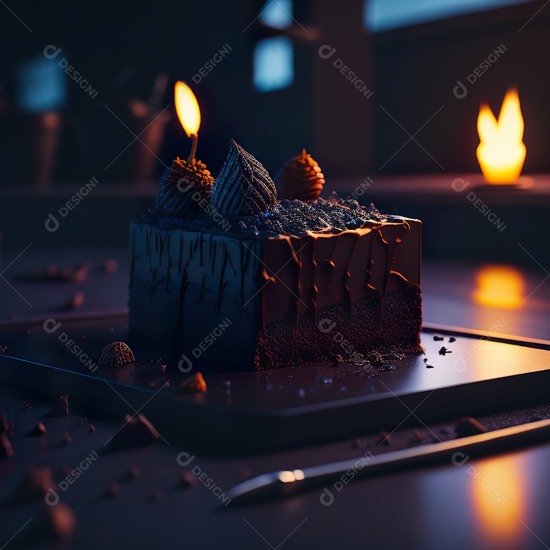 Bolo de chocolate sobre uma mesa