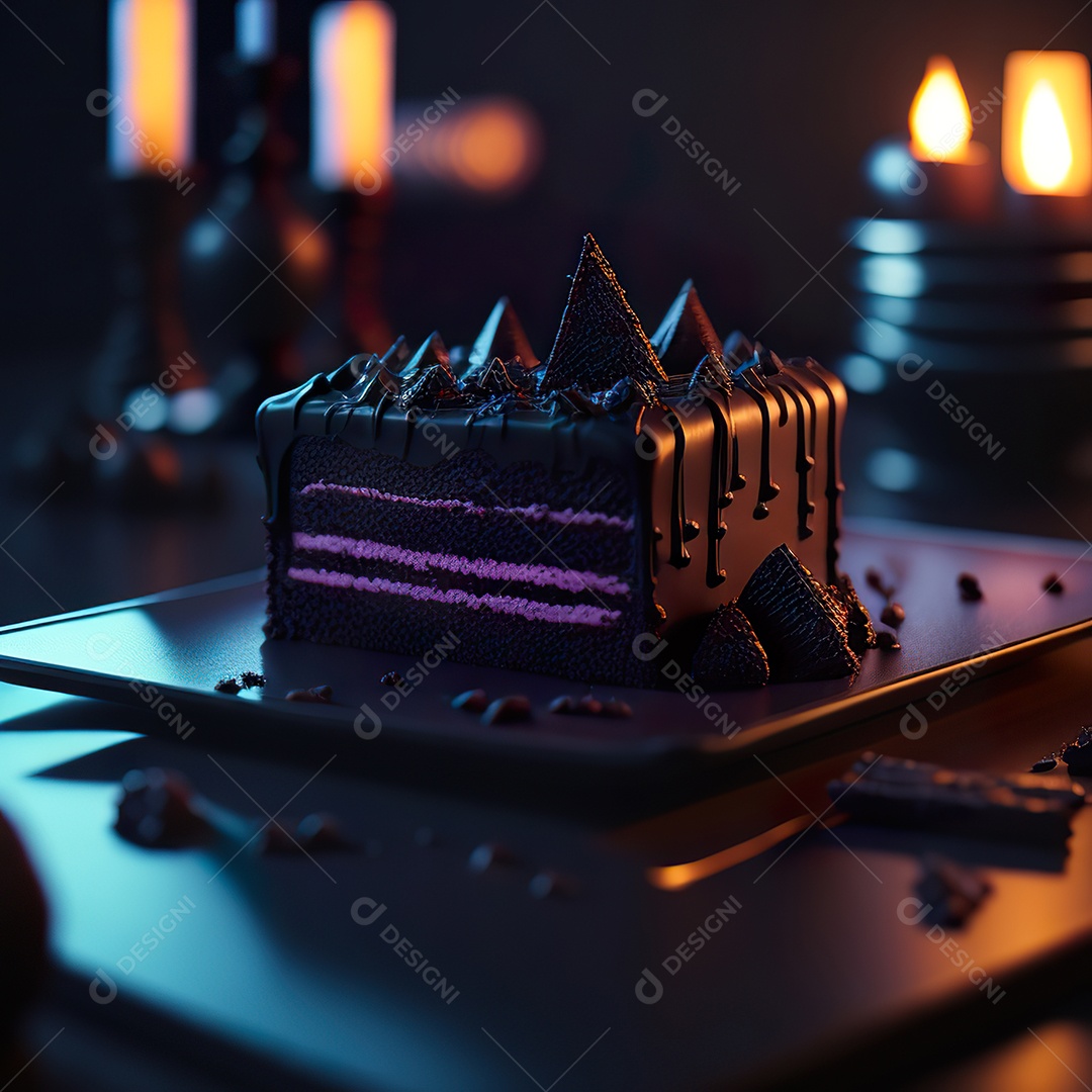 Bolo de chocolate sobre uma mesa