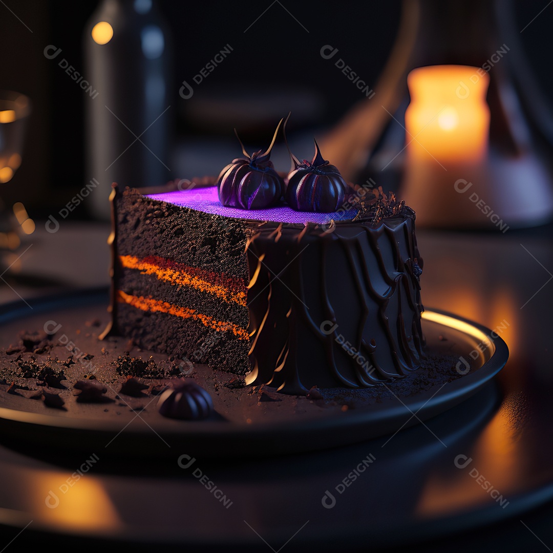 Bolo de chocolate sobre uma mesa