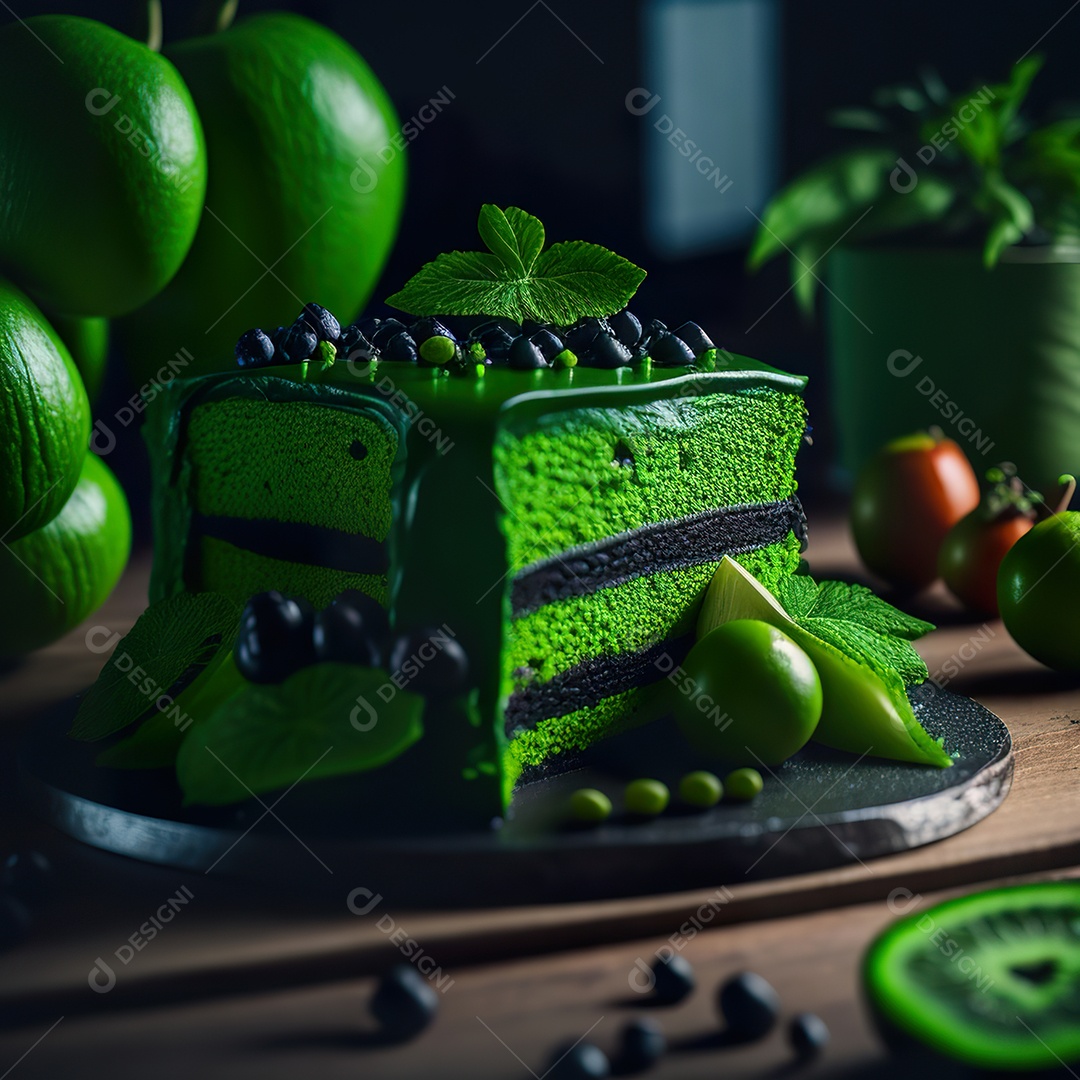 Bolo frutas verdes