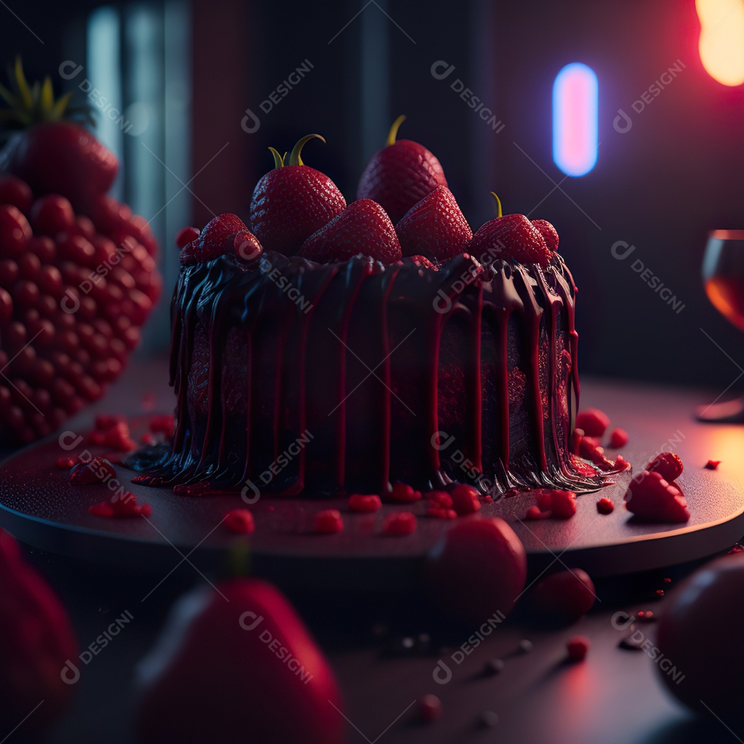 Imagem realista de fatia de bolo sobre um prato