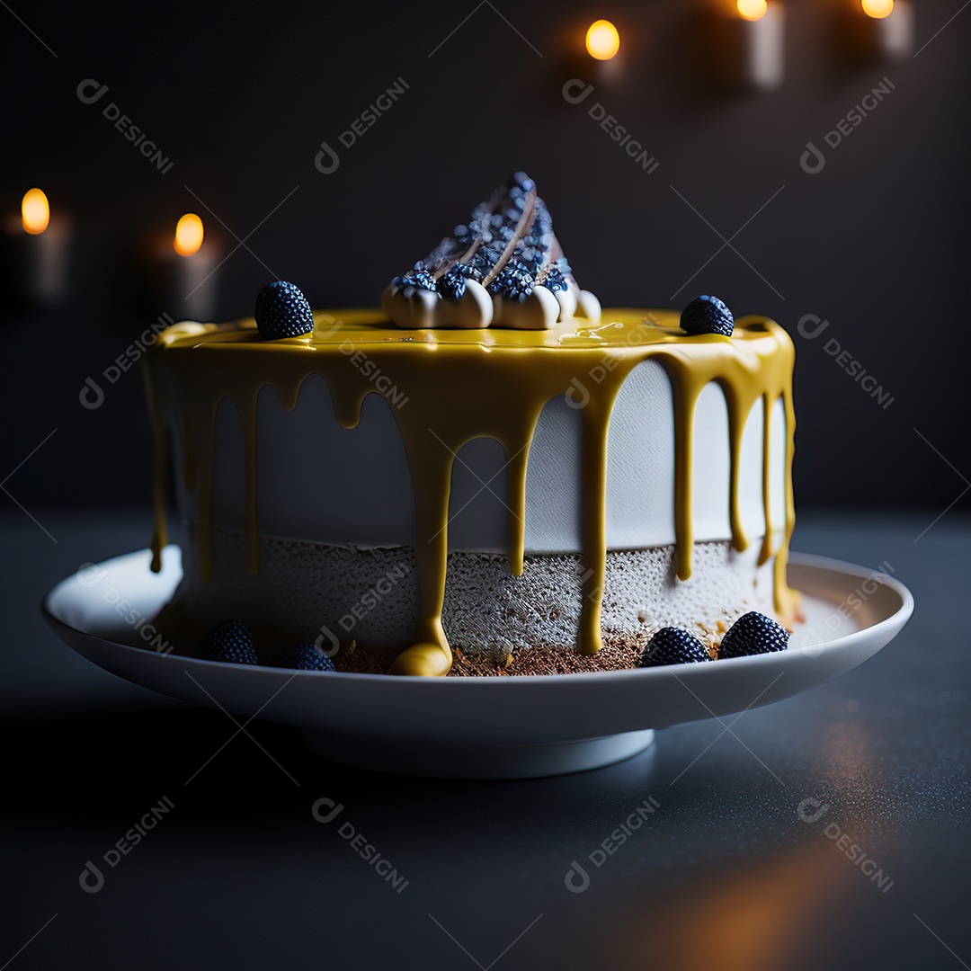 Imagem realista de fatia de bolo sobre um prato