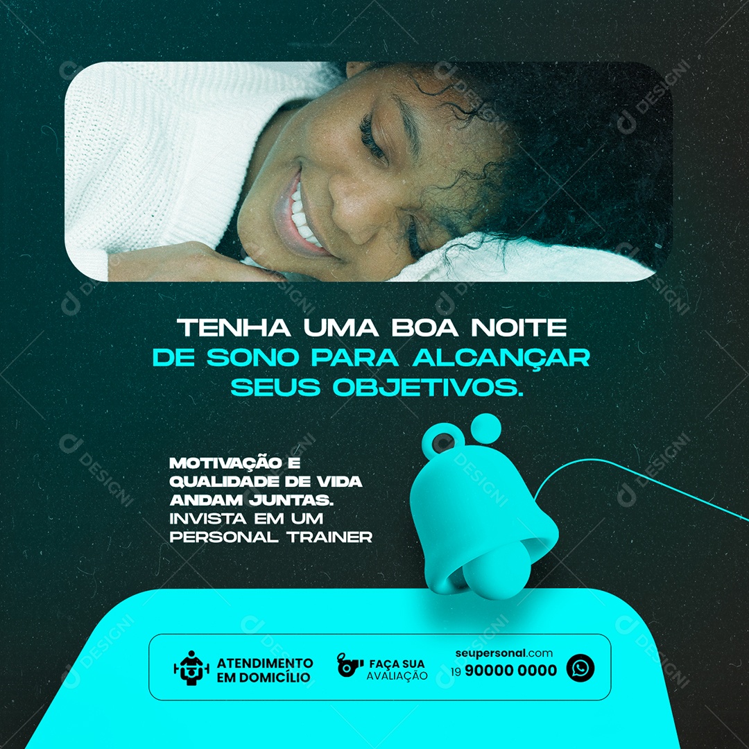 Tenha Uma Boa Noite De Sono Para Alcançar Seus Objetivos Personal Trainer Academia Social Media PSD Editável