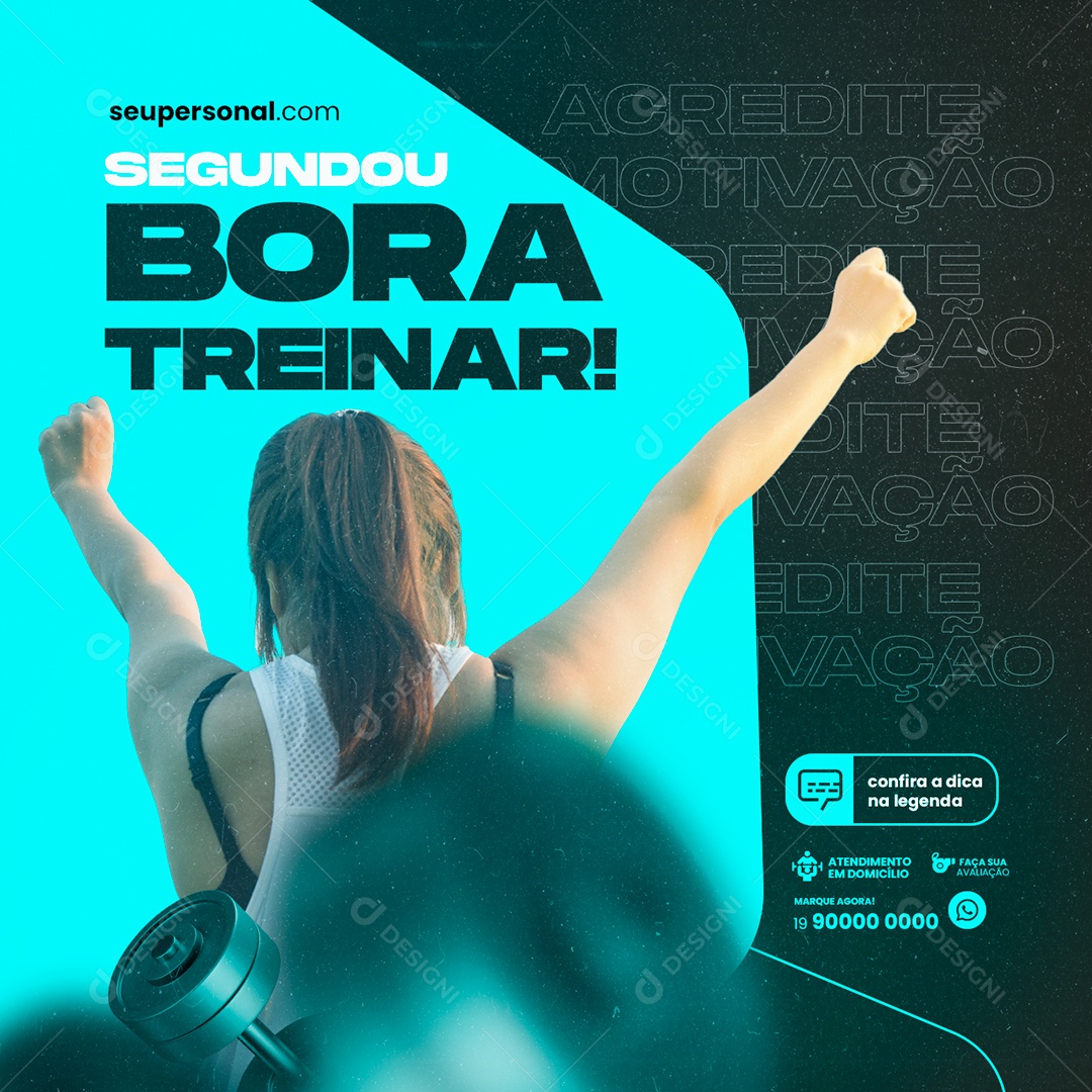 Segunda Bora Treinar Personal Trainer Academia Social Media PSD Editável