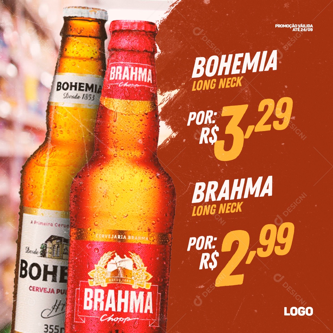 Social Media Feed Promoção Bohemia Brahma Long Neck Cervejaria PSD Editável