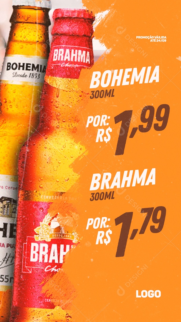 Social Media Story Promoção Bohemia Brahma 300 ml Cervejaria PSD Editável