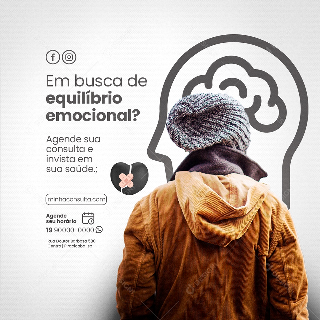 Em Busca De Equilíbrio Emocional Clínica De Psicologia Social Media PSD Editável