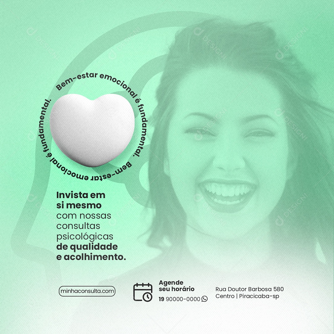 Invista Em Si Mesmo Com Nossas Consultas Clínica De Psicologia Social Media PSD Editável