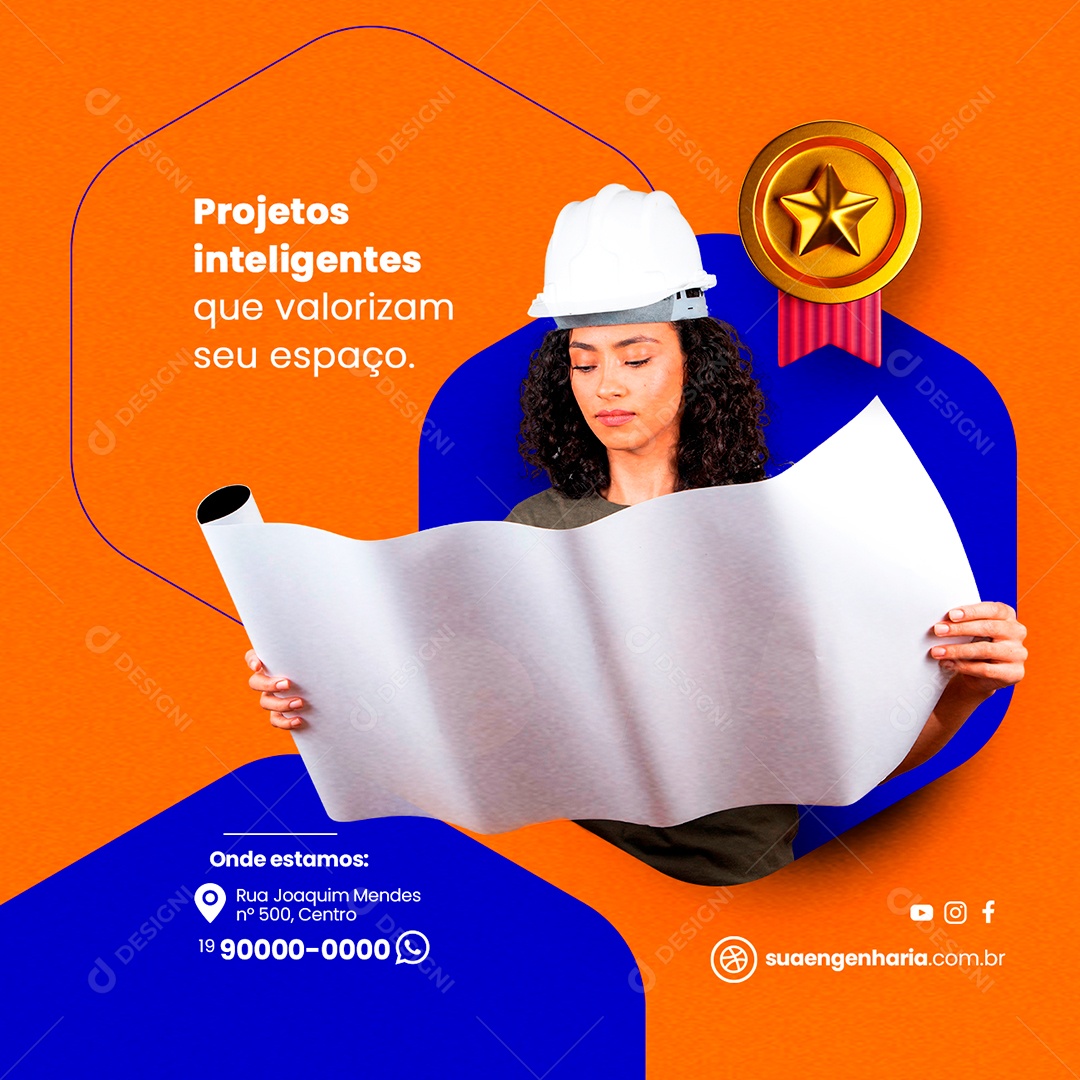 Projetos Inteligentes Que Valorizam Seu Espaço Engenharia Social Media PSD Editável