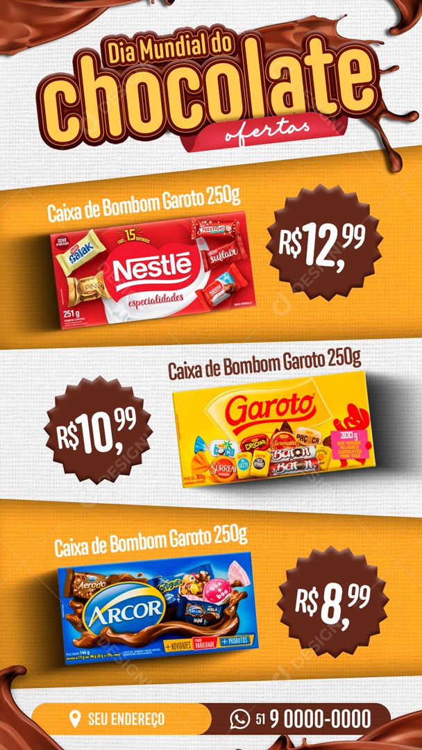 Story Dia Mundial Do Chocolate Ofertas Social Media PSD Editável