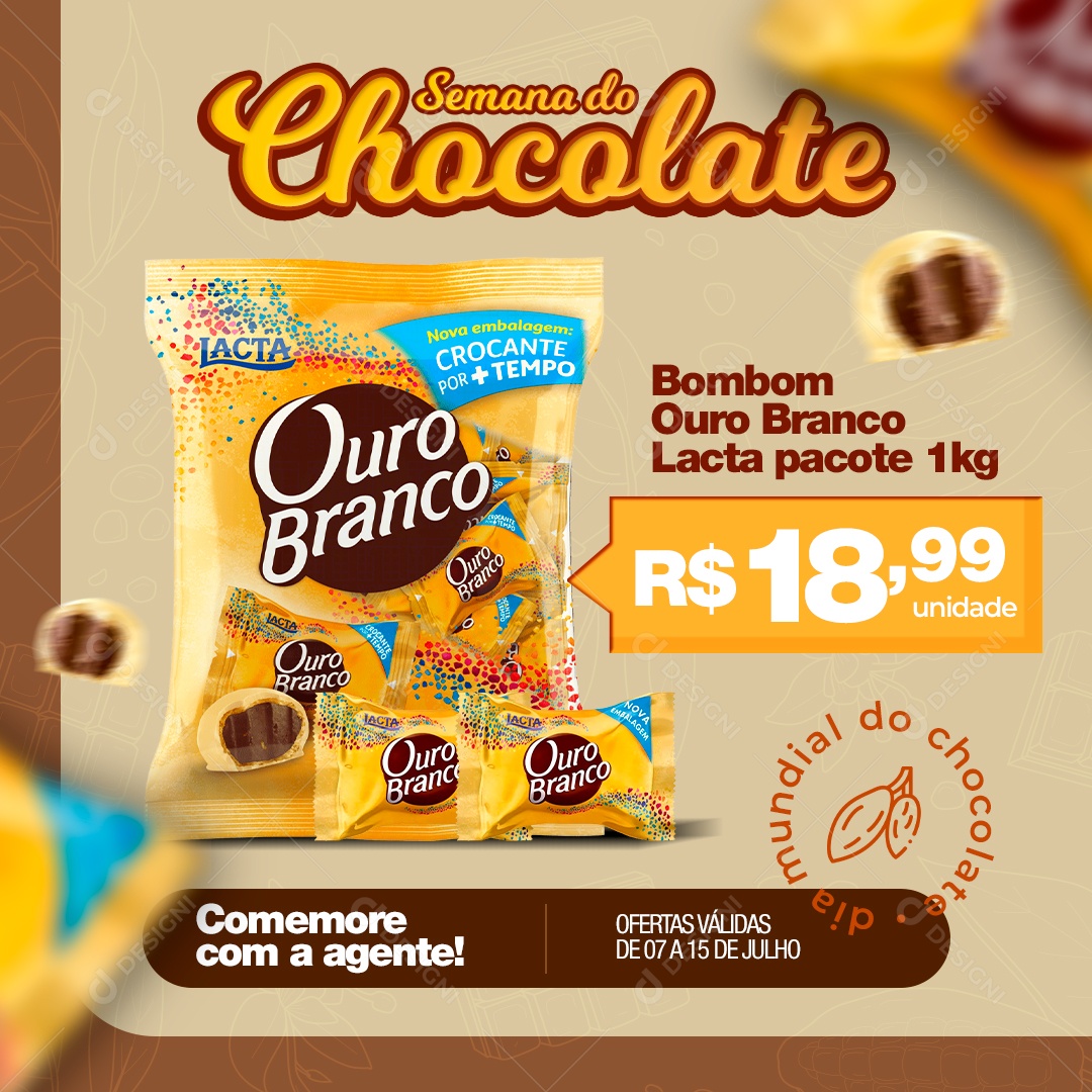 Semana Do Chocolate Bombom Ouro Branco Social Media PSD Editável