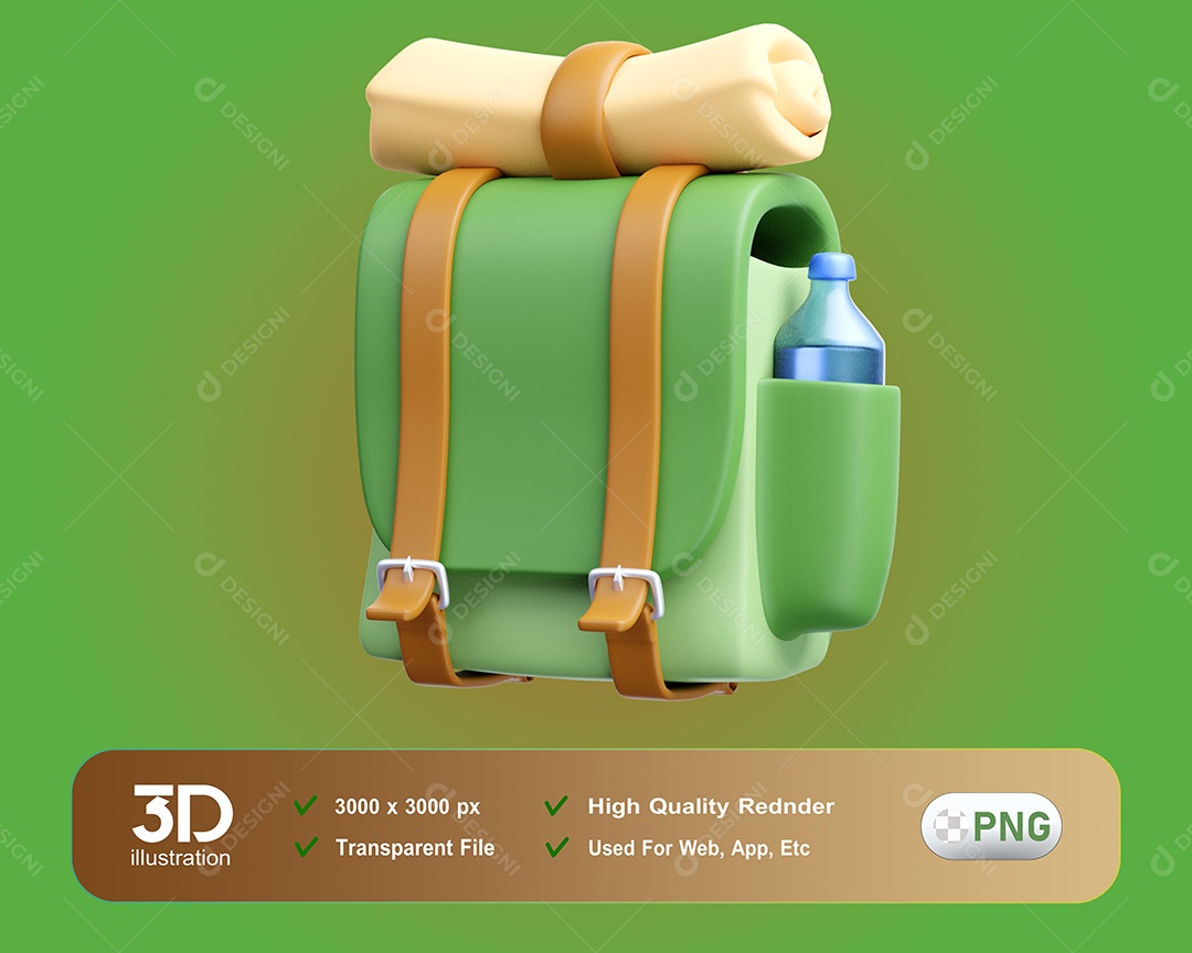 Elemento 3D Bolsa de Viagem Para Composição PSD